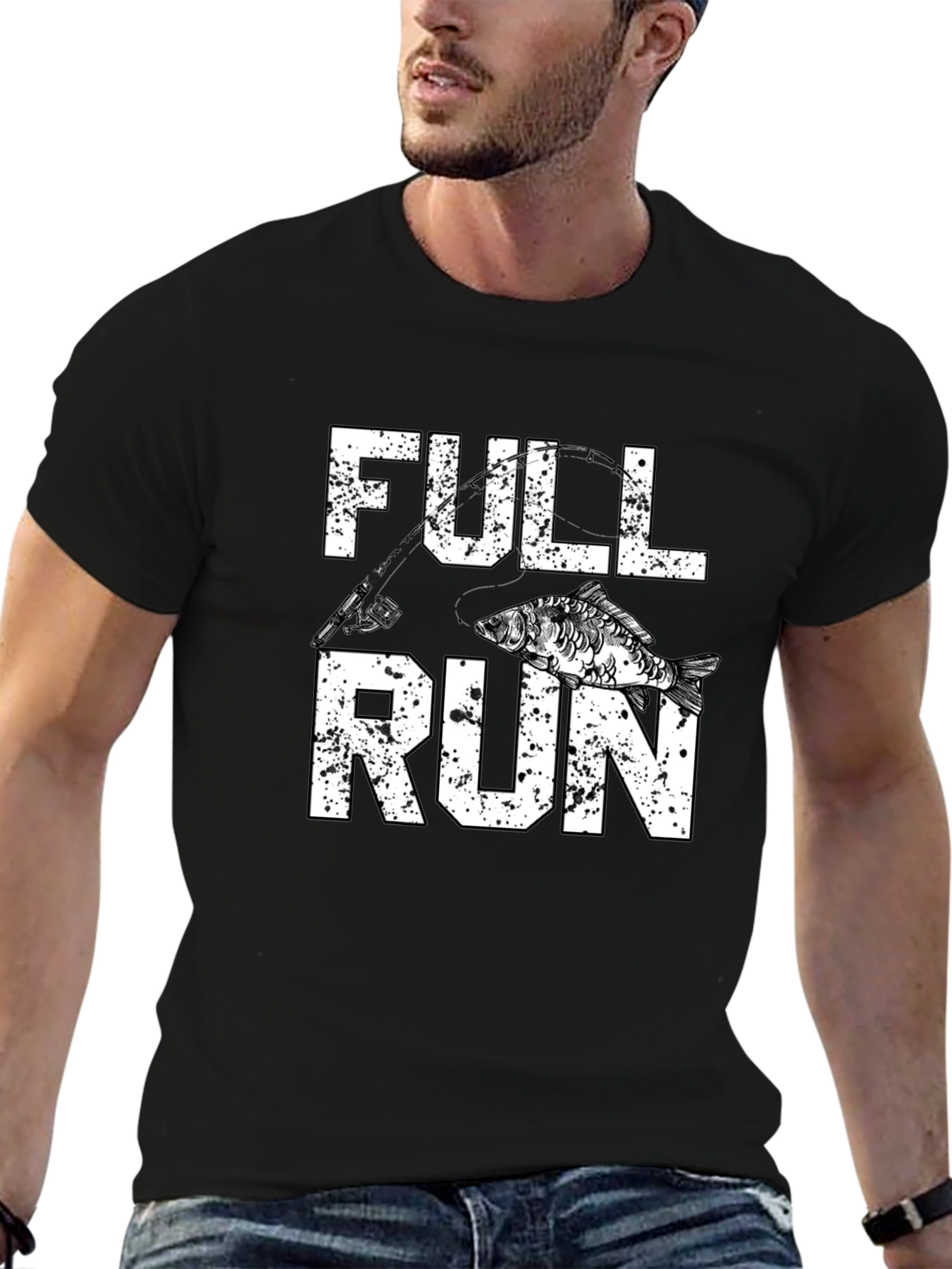 Full Run Fishing Graphic T-Shirt