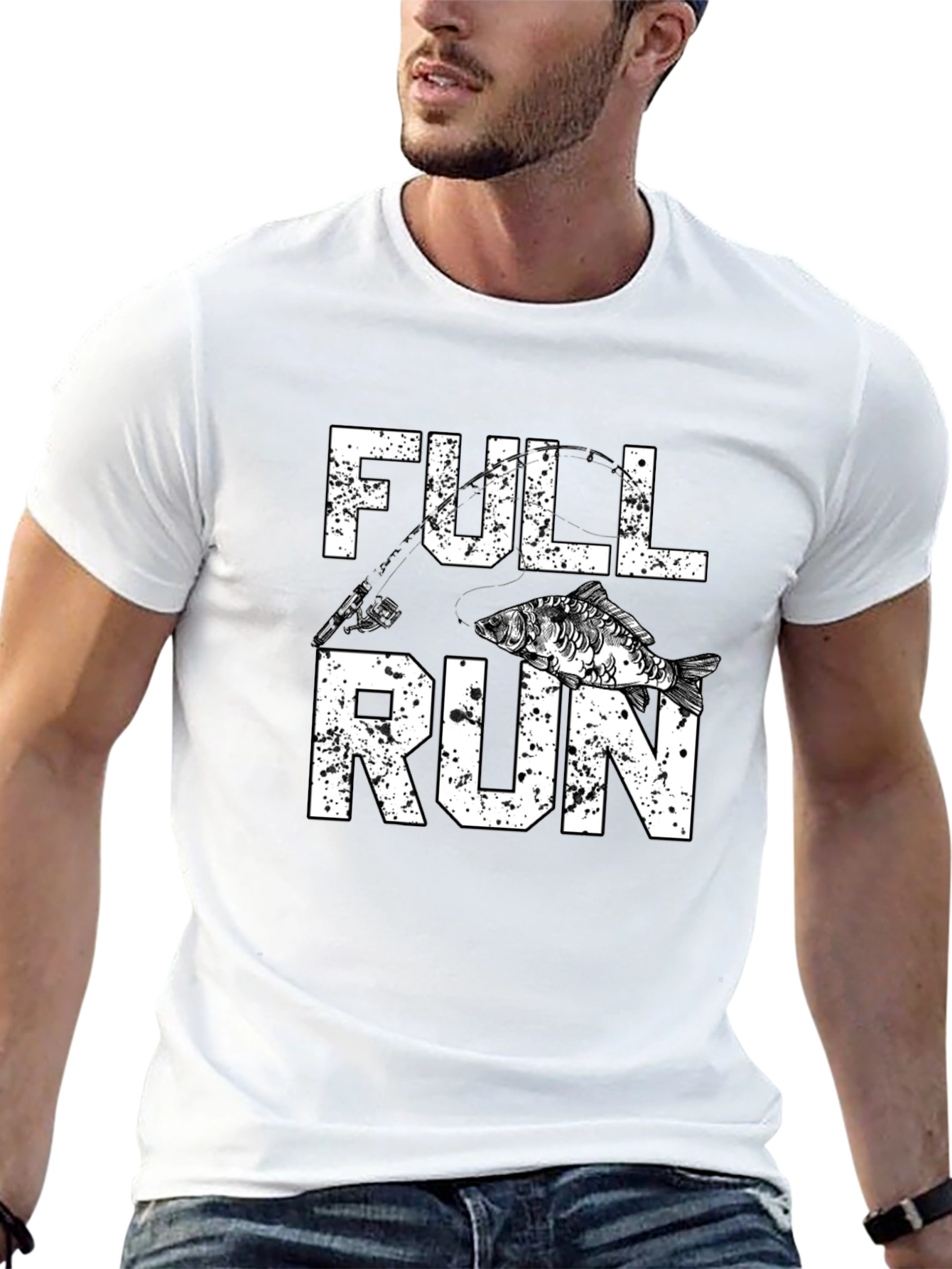Full Run Fishing Graphic T-Shirt