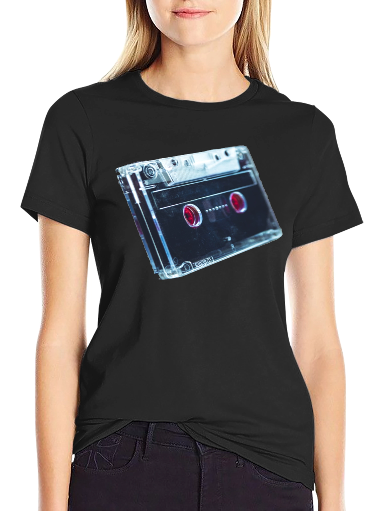 Retro Cassette Tape Graphic Tee - Black