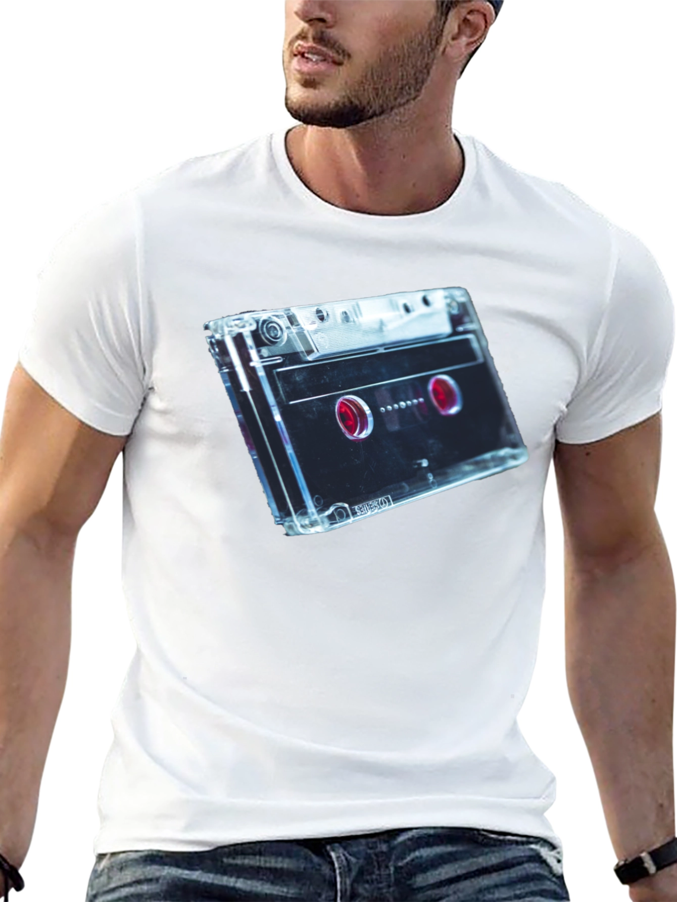 Retro Cassette Tape Graphic Tee - Black