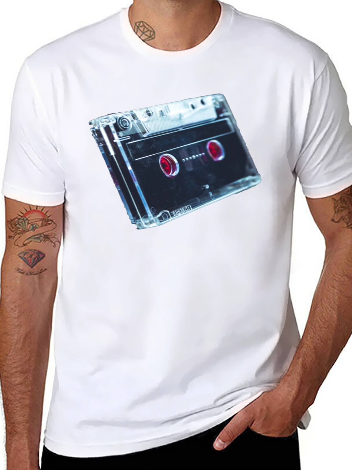 Retro Cassette Tape Graphic Tee - Black