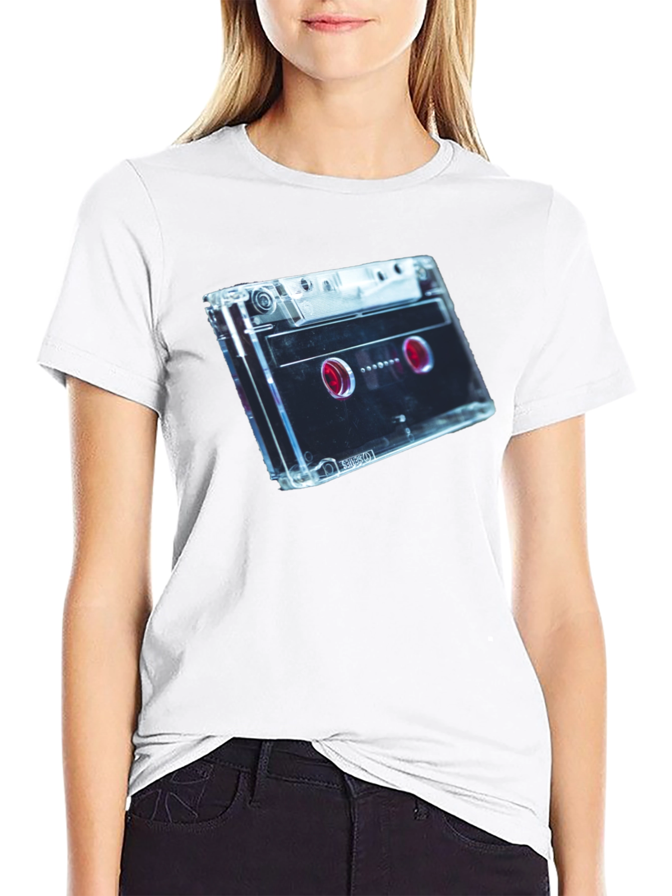 Retro Cassette Tape Graphic Tee - Black