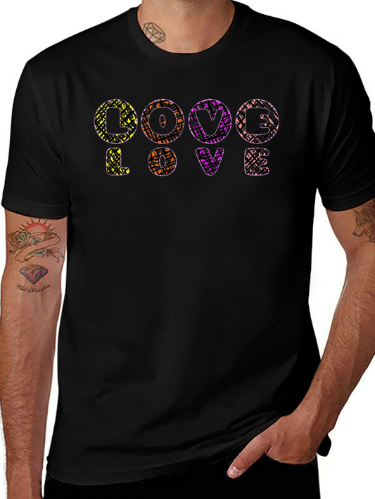 Abstract LOVE Graphic Print Black T-Shirt