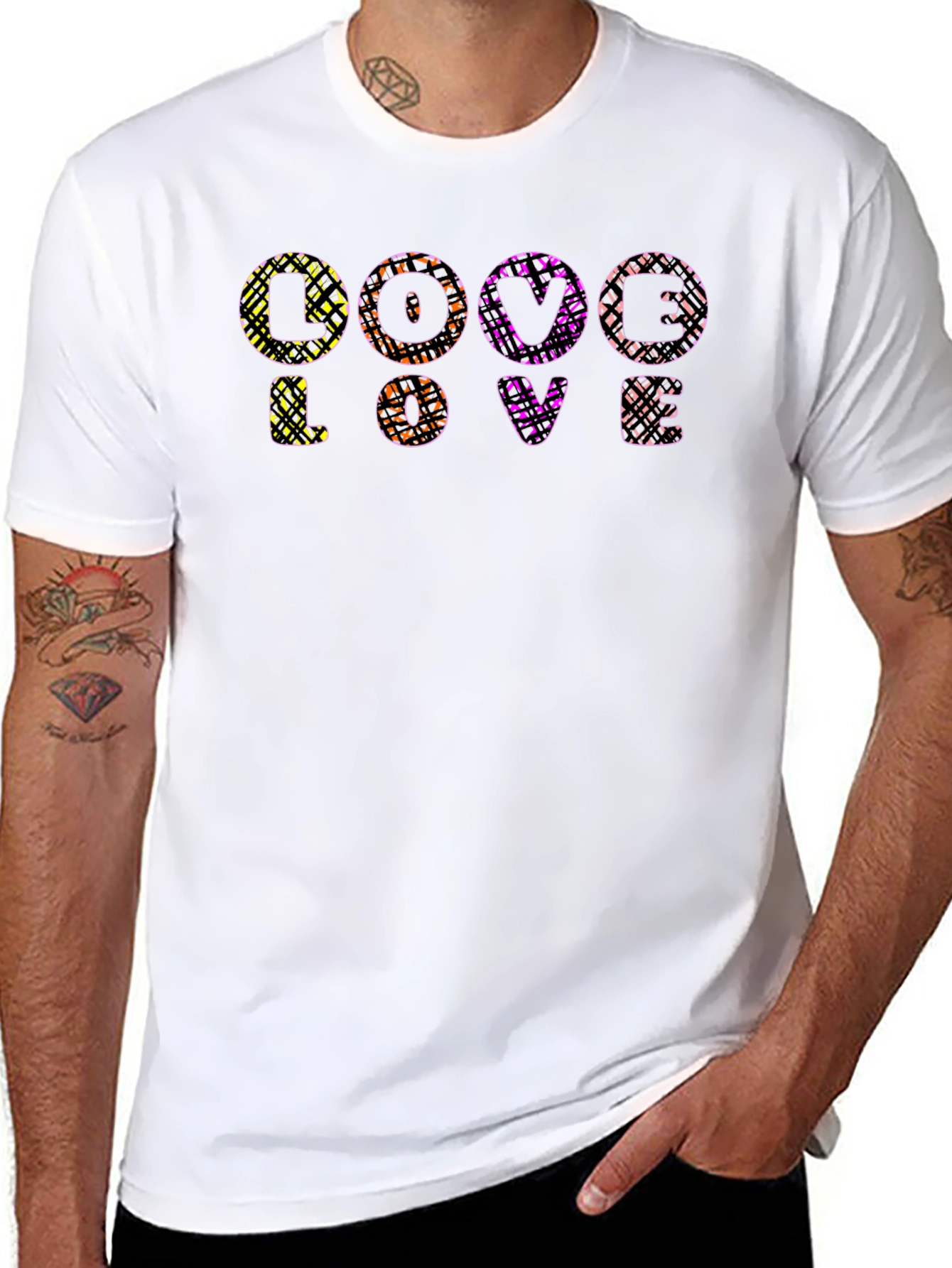 Abstract LOVE Graphic Print Black T-Shirt