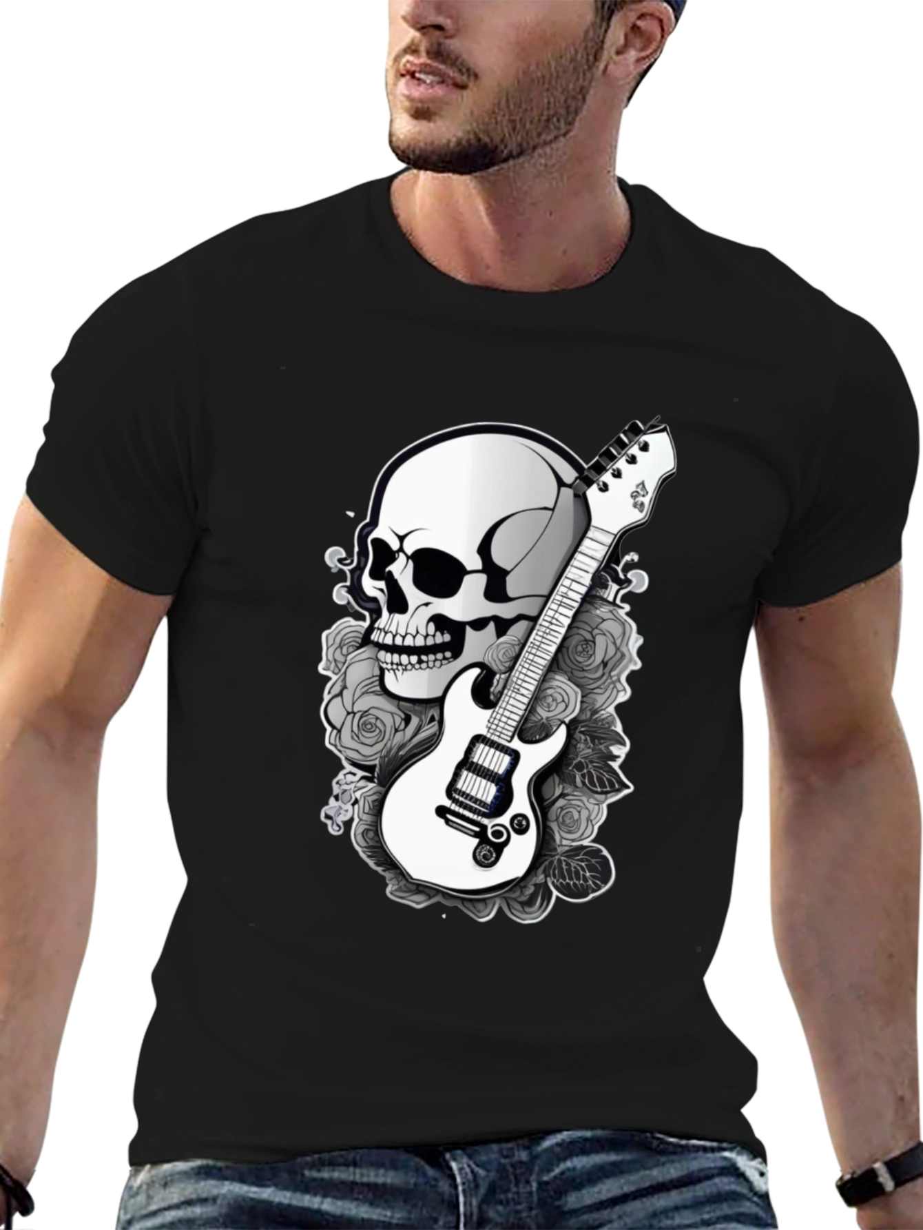 Skull Guitar Graphic T-Shirt