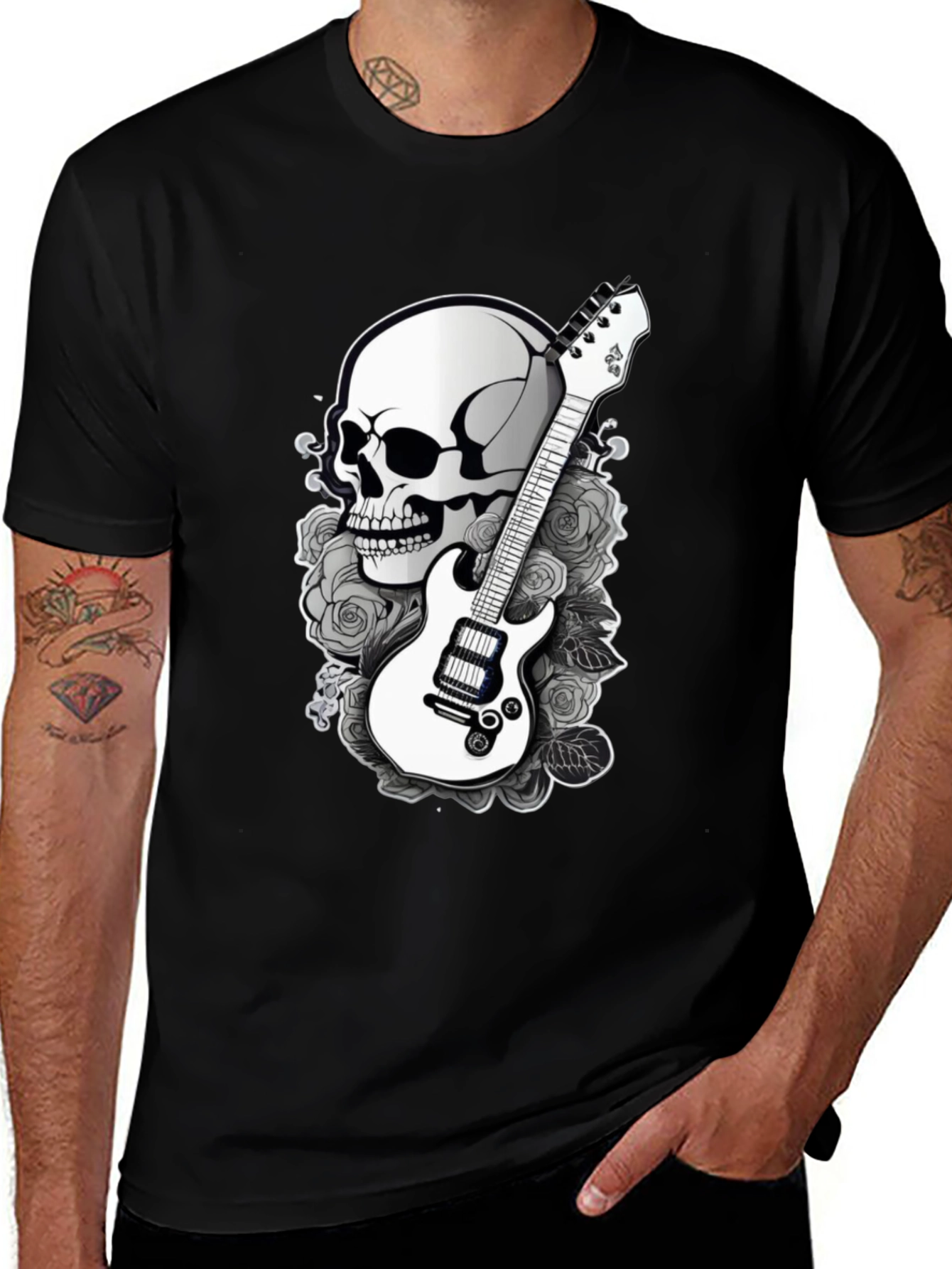 Skull Guitar Graphic T-Shirt