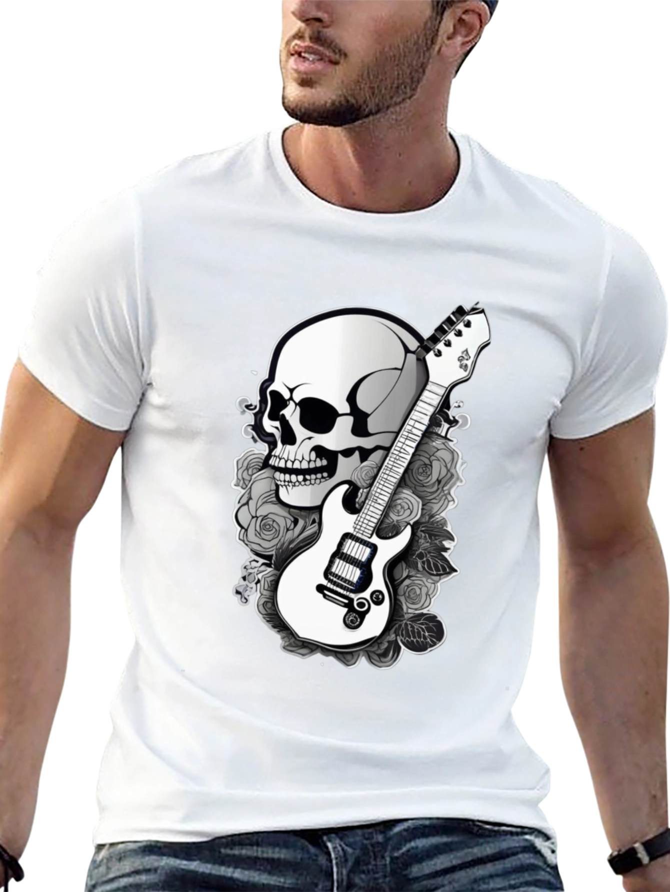 Skull Guitar Graphic T-Shirt