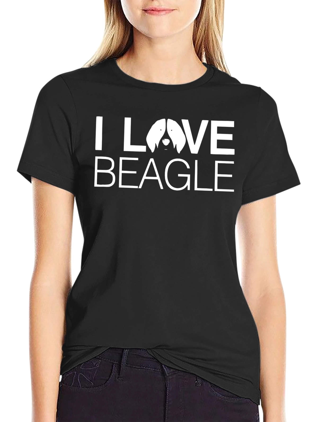 I Love Beagle Graphic T-Shirt - Black