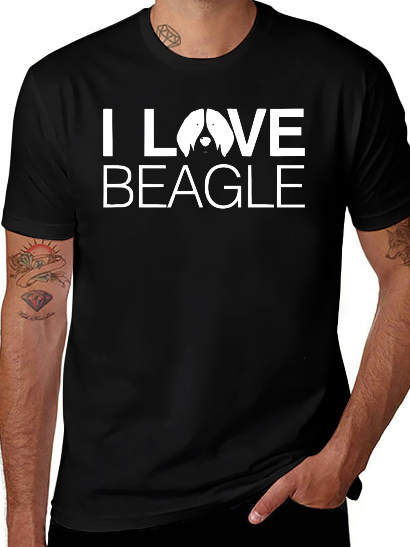 I Love Beagle Graphic T-Shirt - Black