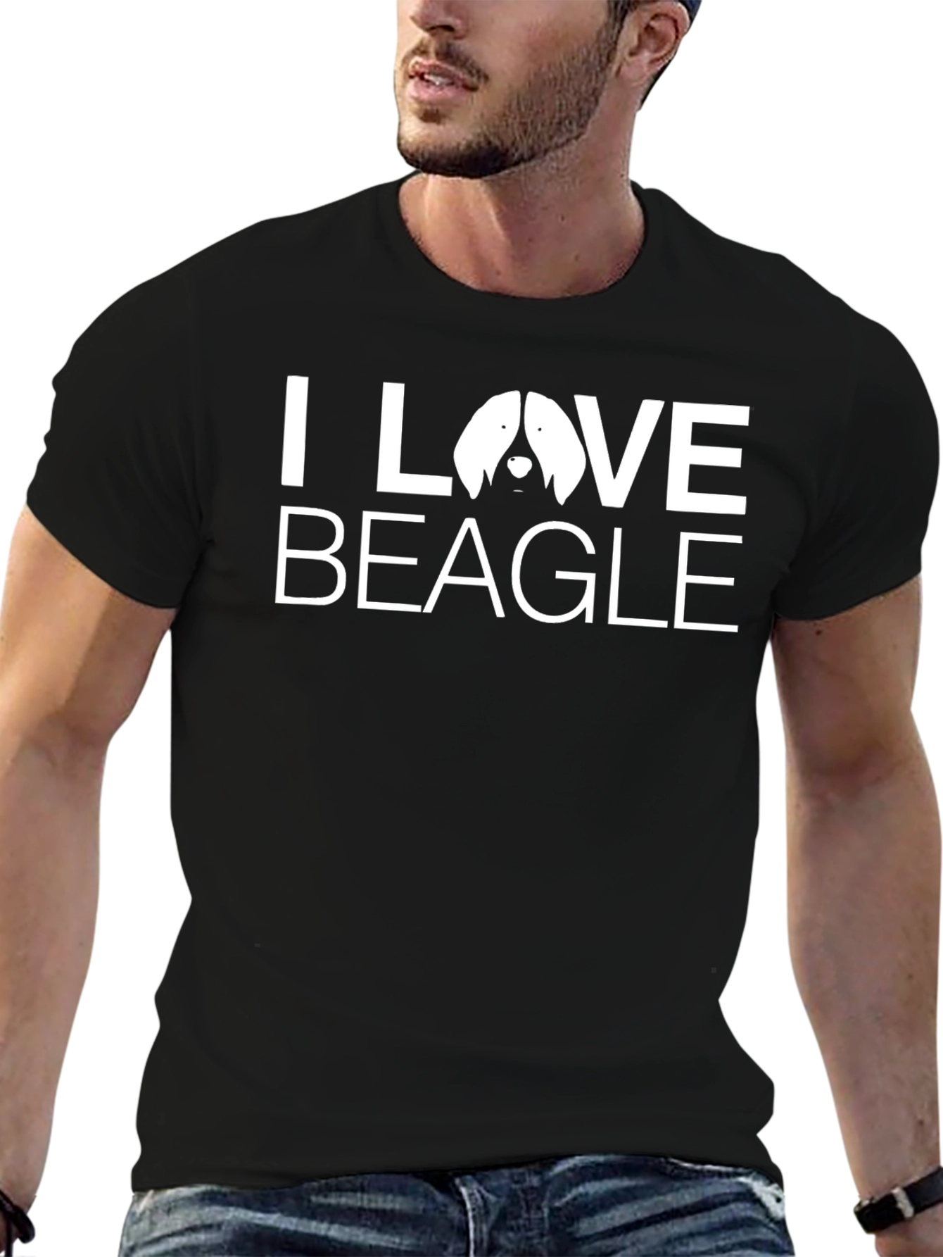 I Love Beagle Graphic T-Shirt - Black