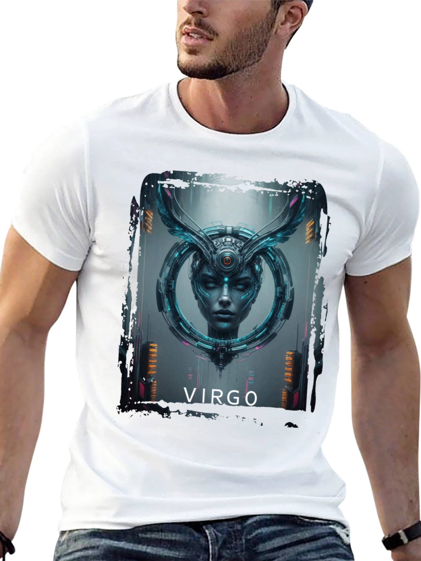 Virgo Zodiac Graphic Print Black T-Shirt