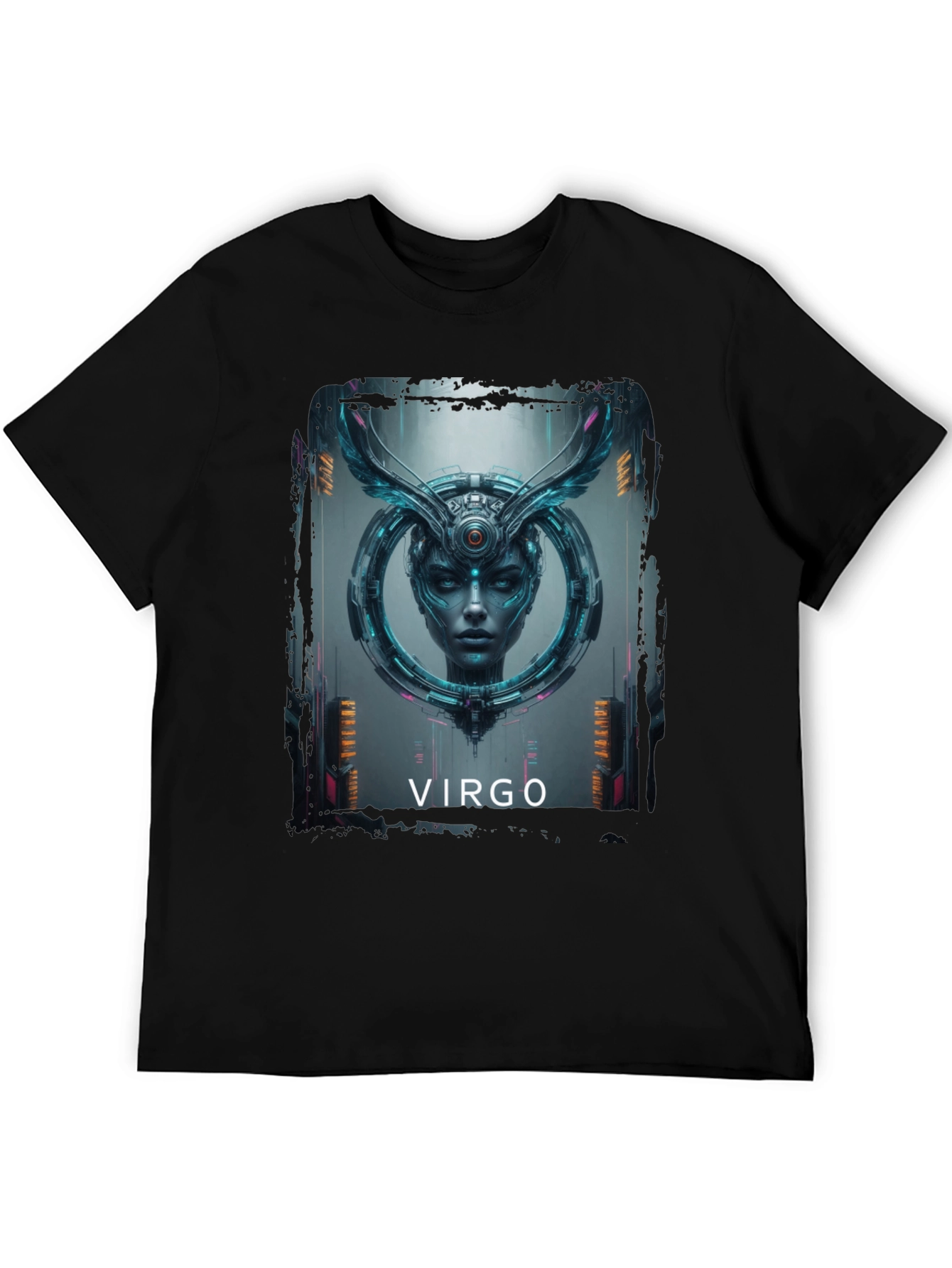 Virgo Zodiac Graphic Print Black T-Shirt
