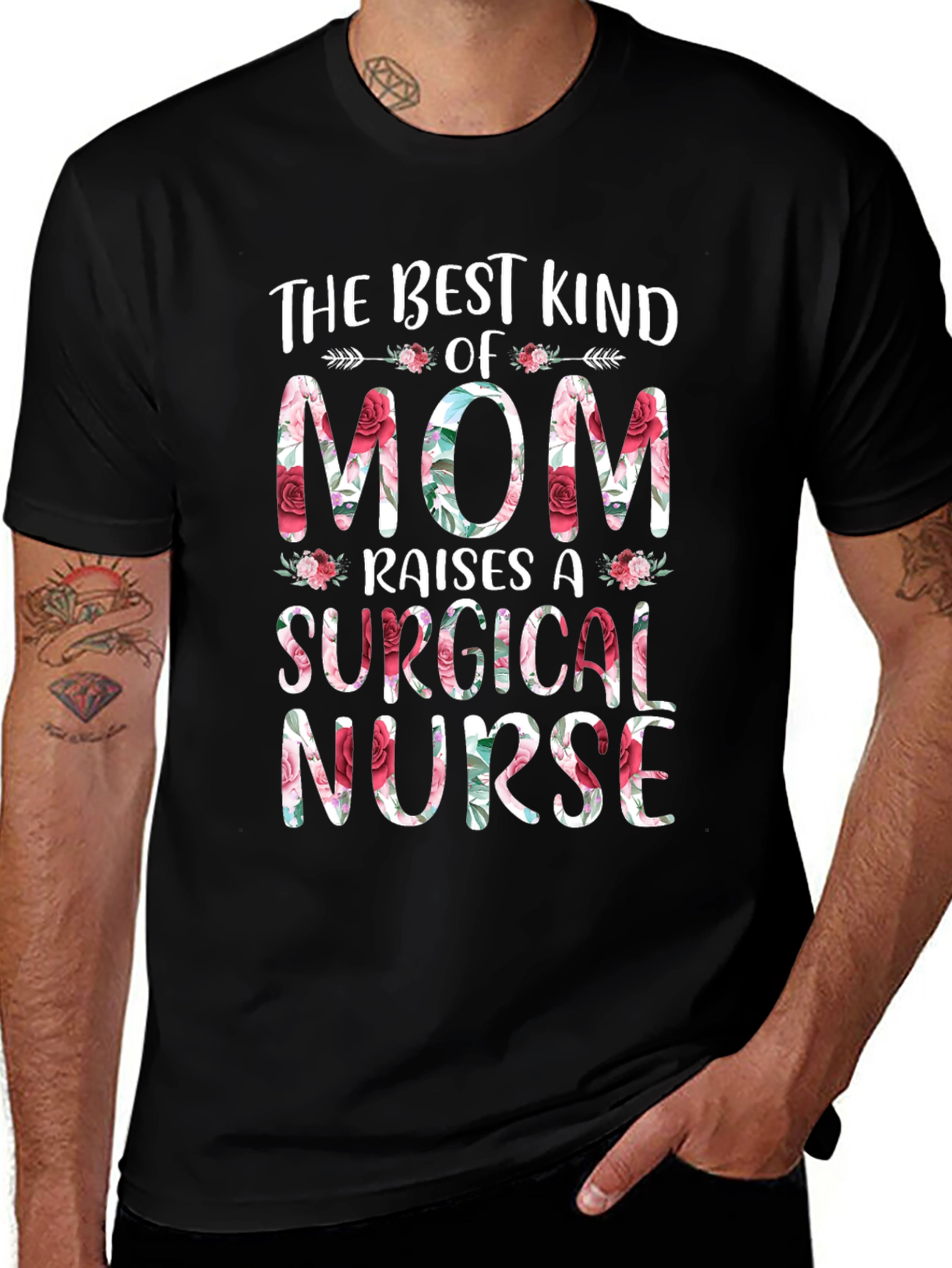 Floral Mom of Surgical Nurse Graphic Tee