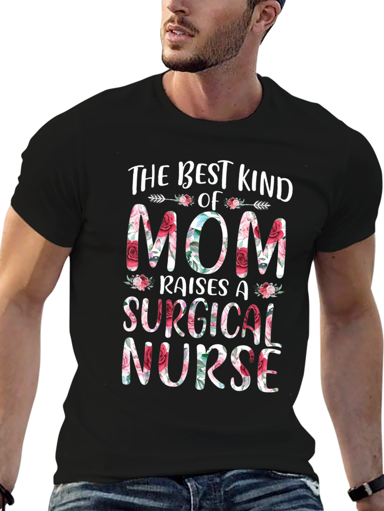 Floral Mom of Surgical Nurse Graphic Tee