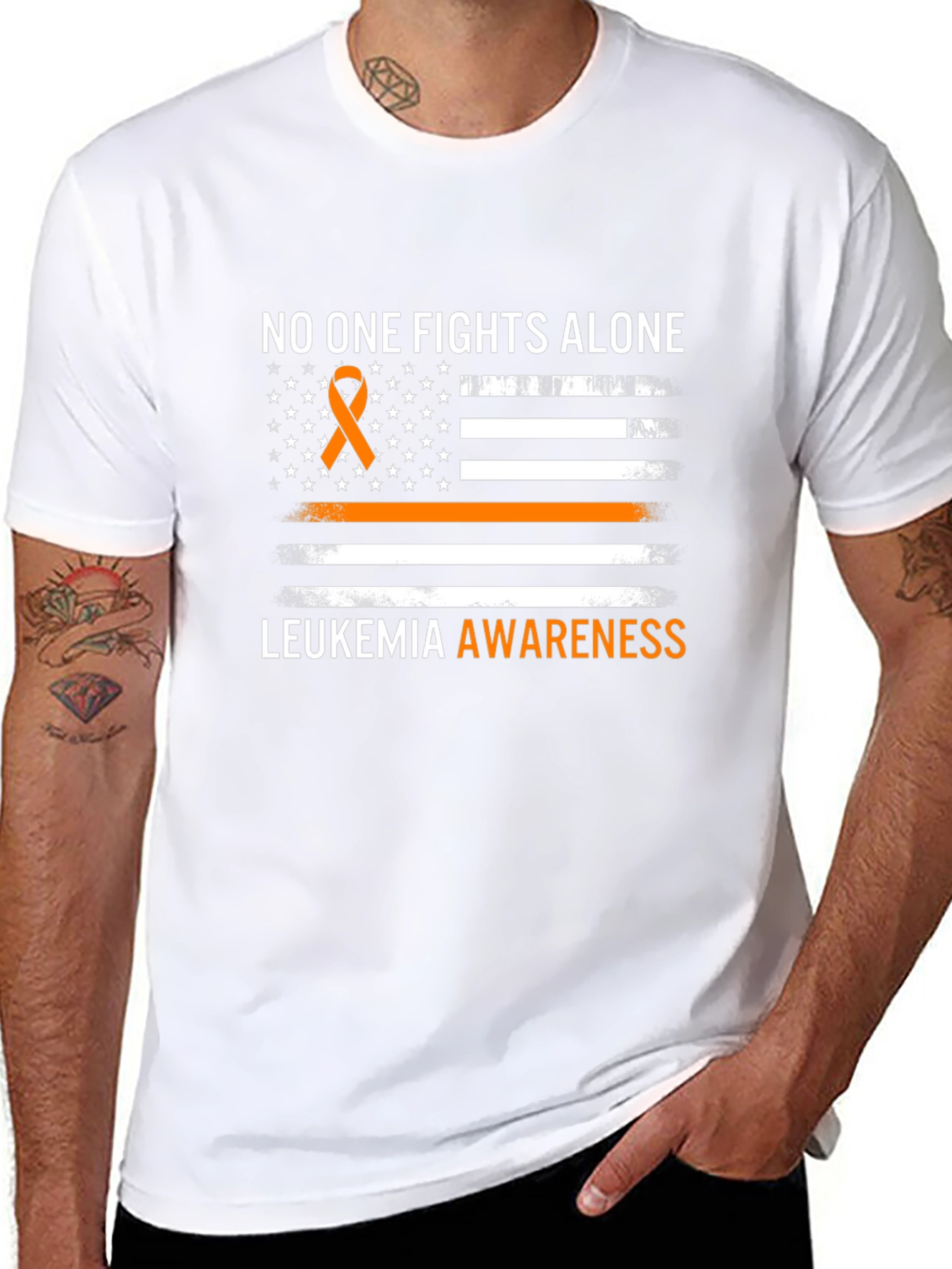 Leukemia Awareness T-Shirt No One Fights Alone Ribbon Tee