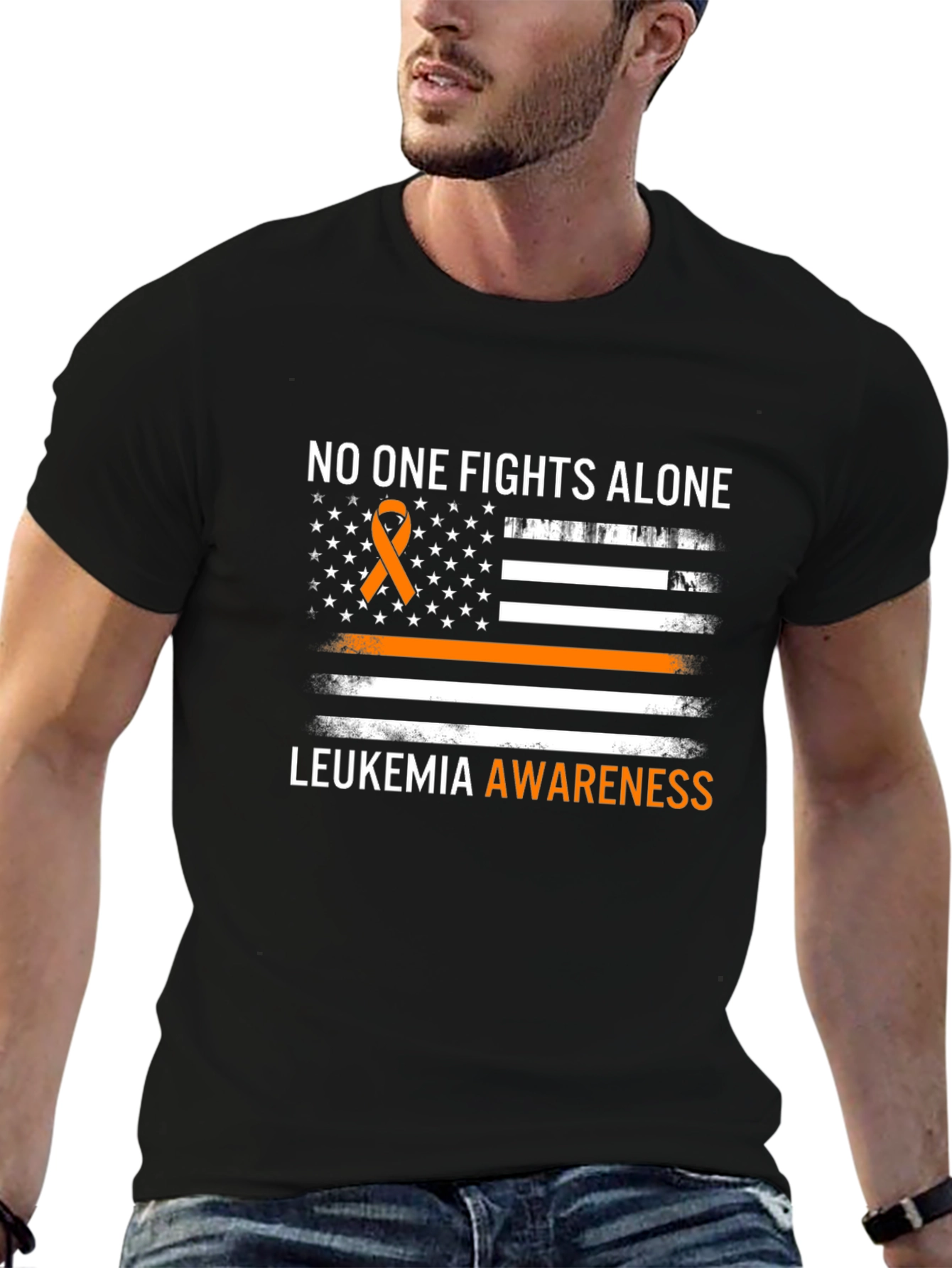 Leukemia Awareness T-Shirt No One Fights Alone Ribbon Tee
