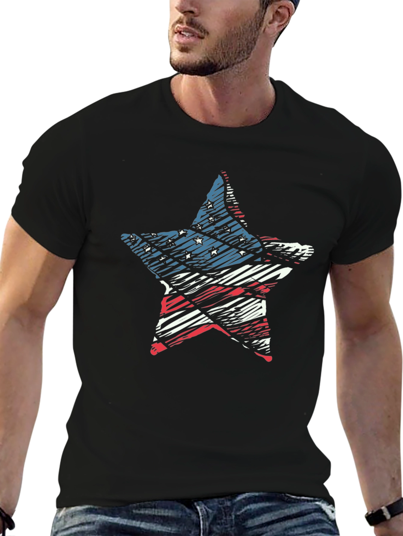 American Flag Star Graphic T-Shirt