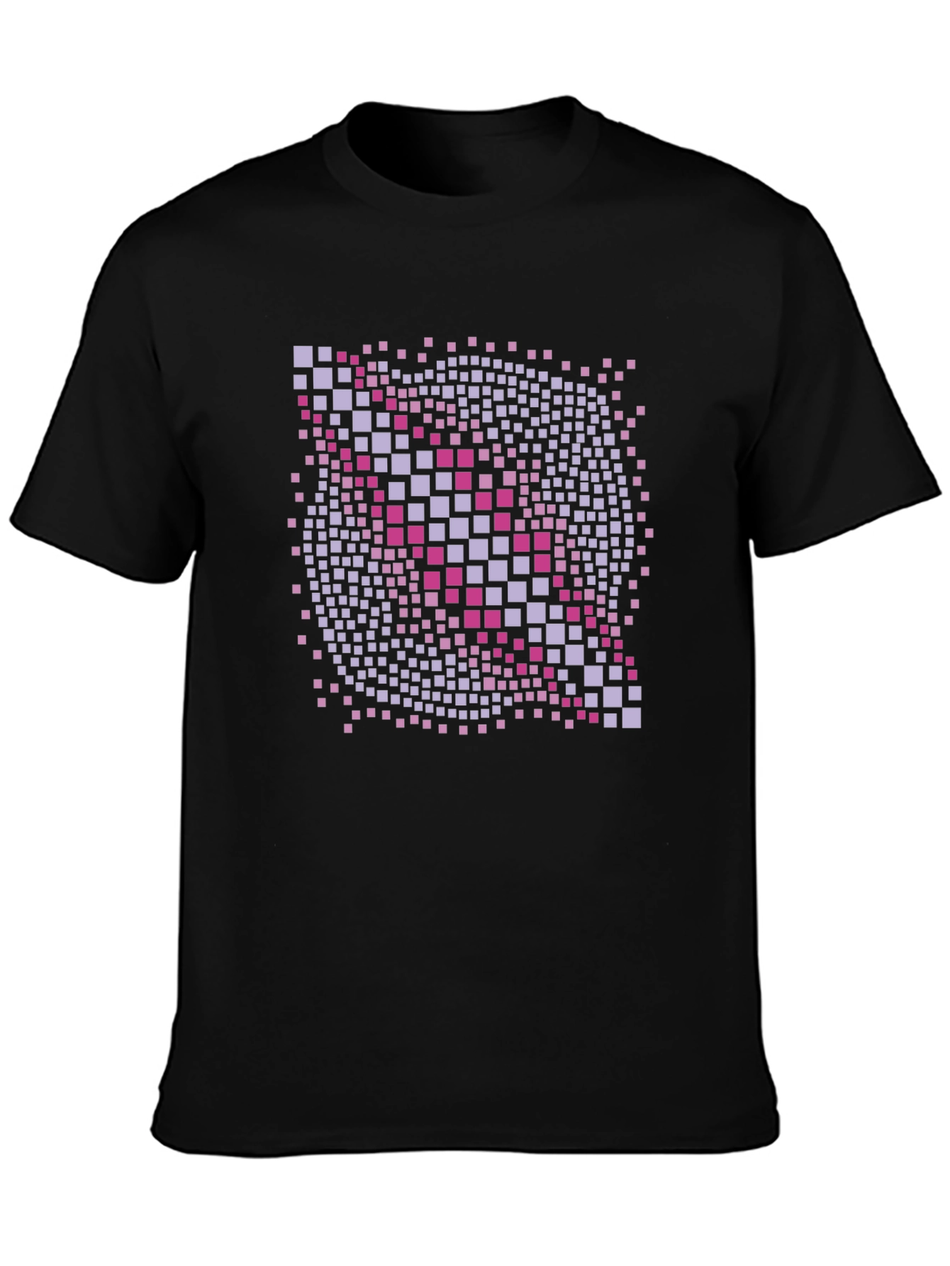 Geometric Pixel Art Graphic T-Shirt - Black