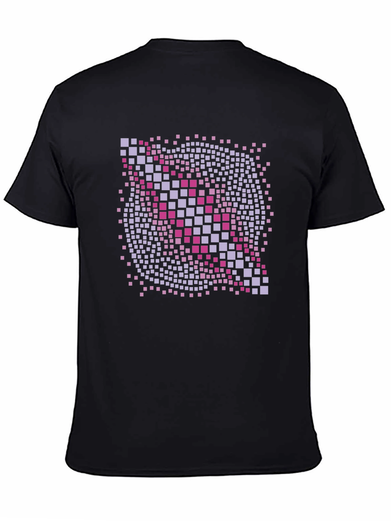 Geometric Pixel Art Graphic T-Shirt - Black