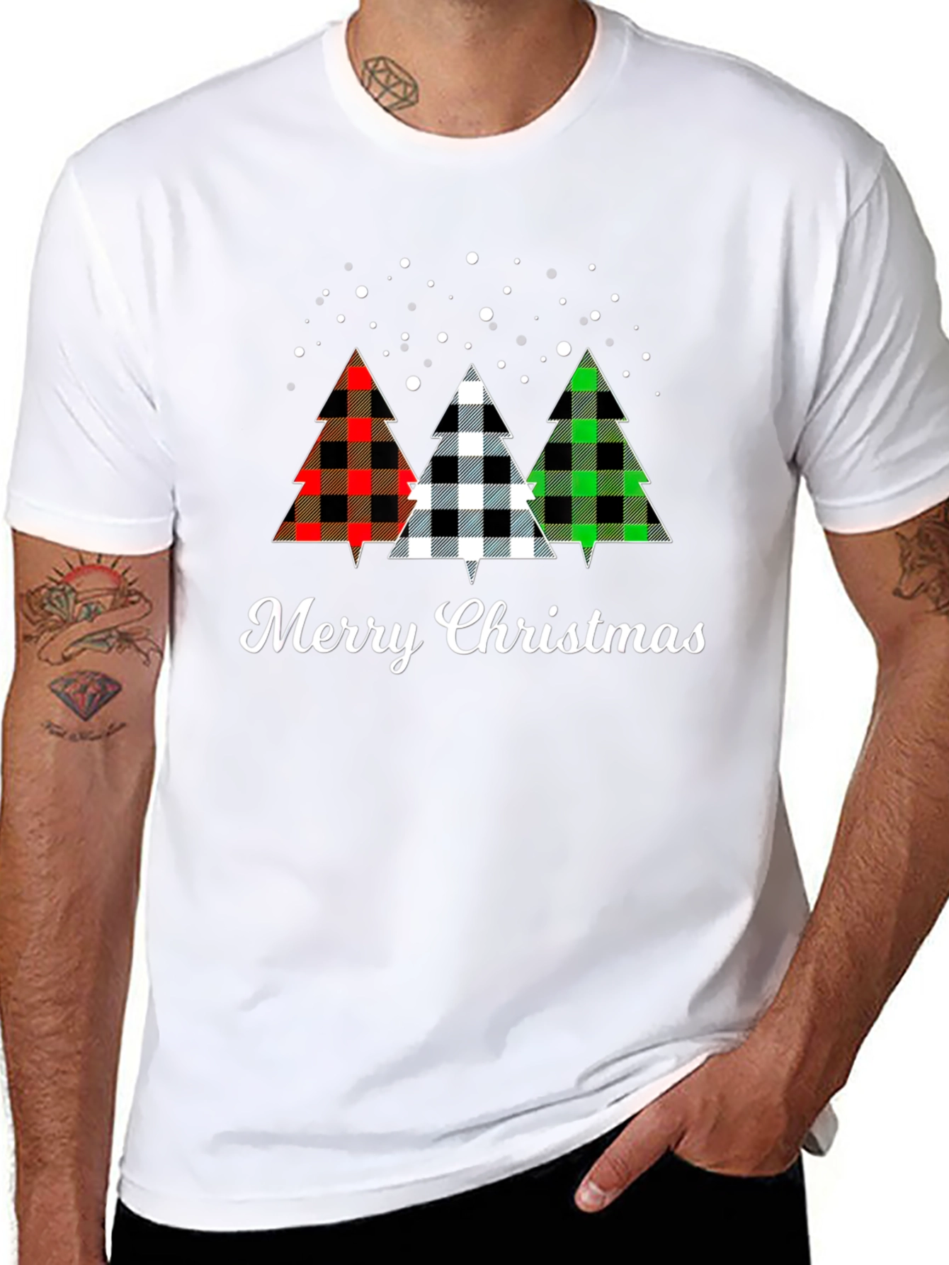 Merry Christmas Buffalo Plaid Tree Holiday T-Shirt