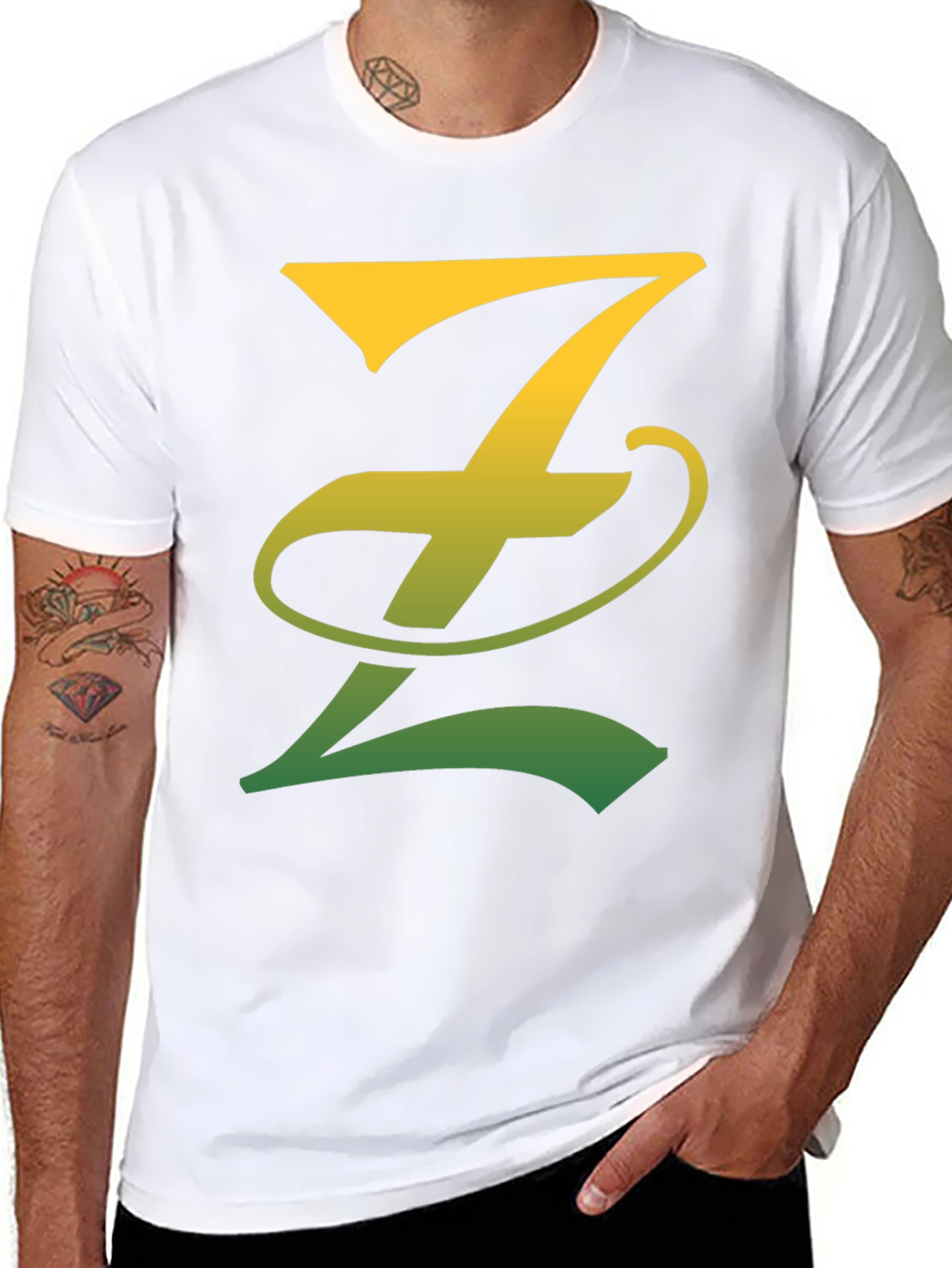 Gradient Z Letter Tee - Stylish Black T-Shirt