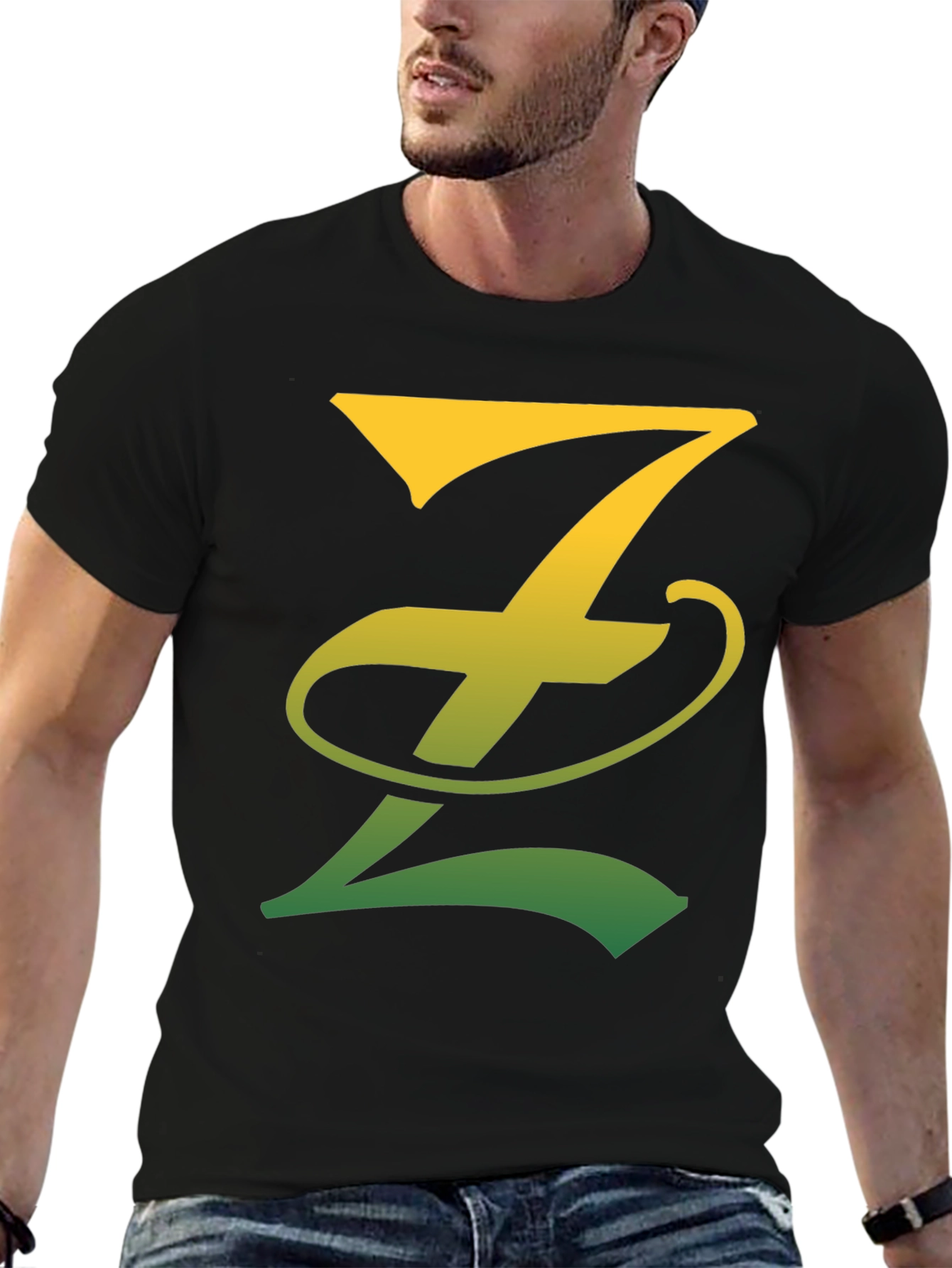Gradient Z Letter Tee - Stylish Black T-Shirt