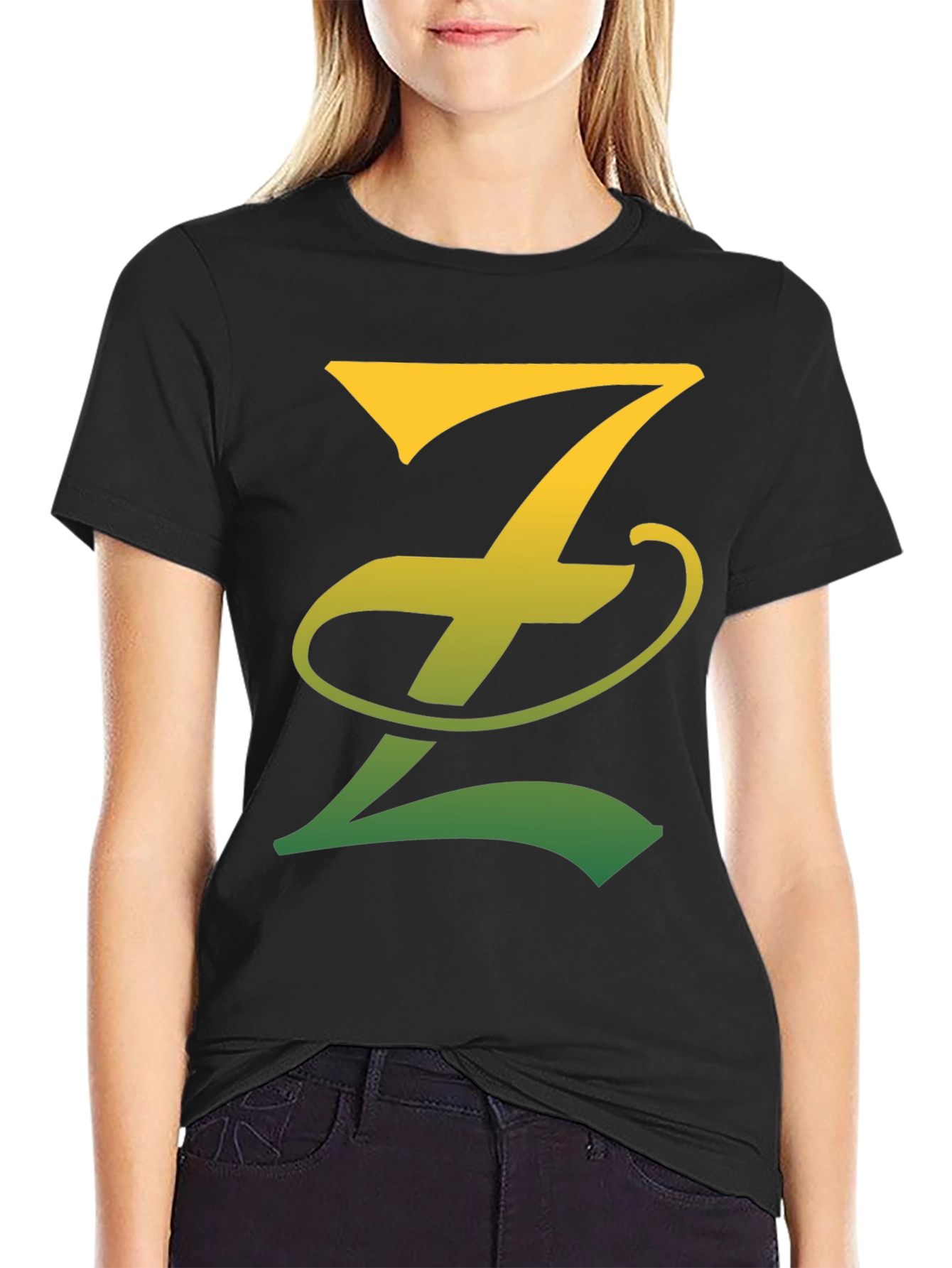 Gradient Z Letter Tee - Stylish Black T-Shirt