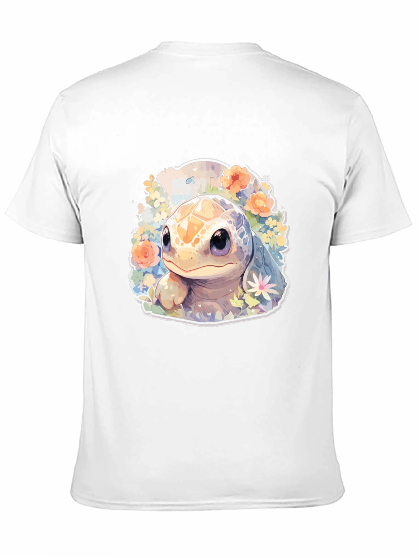 Cute Turtle Graphic Tee - Black Cotton T-Shirt