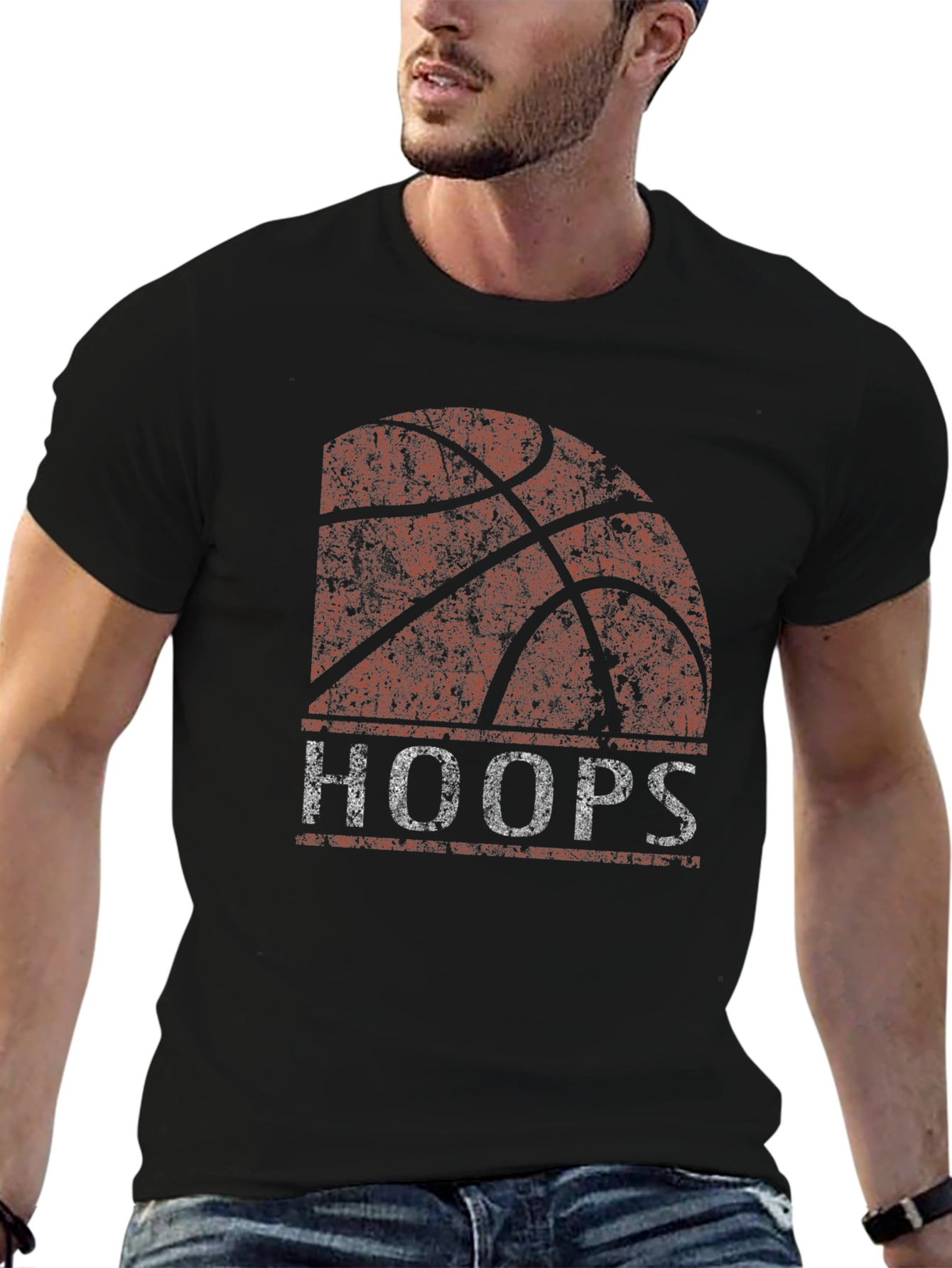 Hoops Basketball Graphic T-Shirt - Retro Style