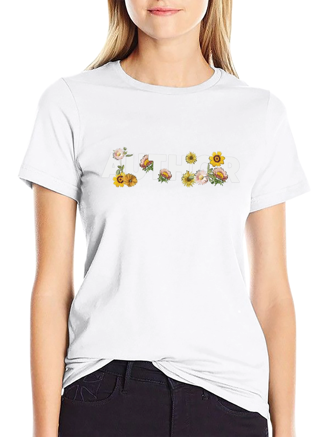 Floral Author Graphic T-Shirt