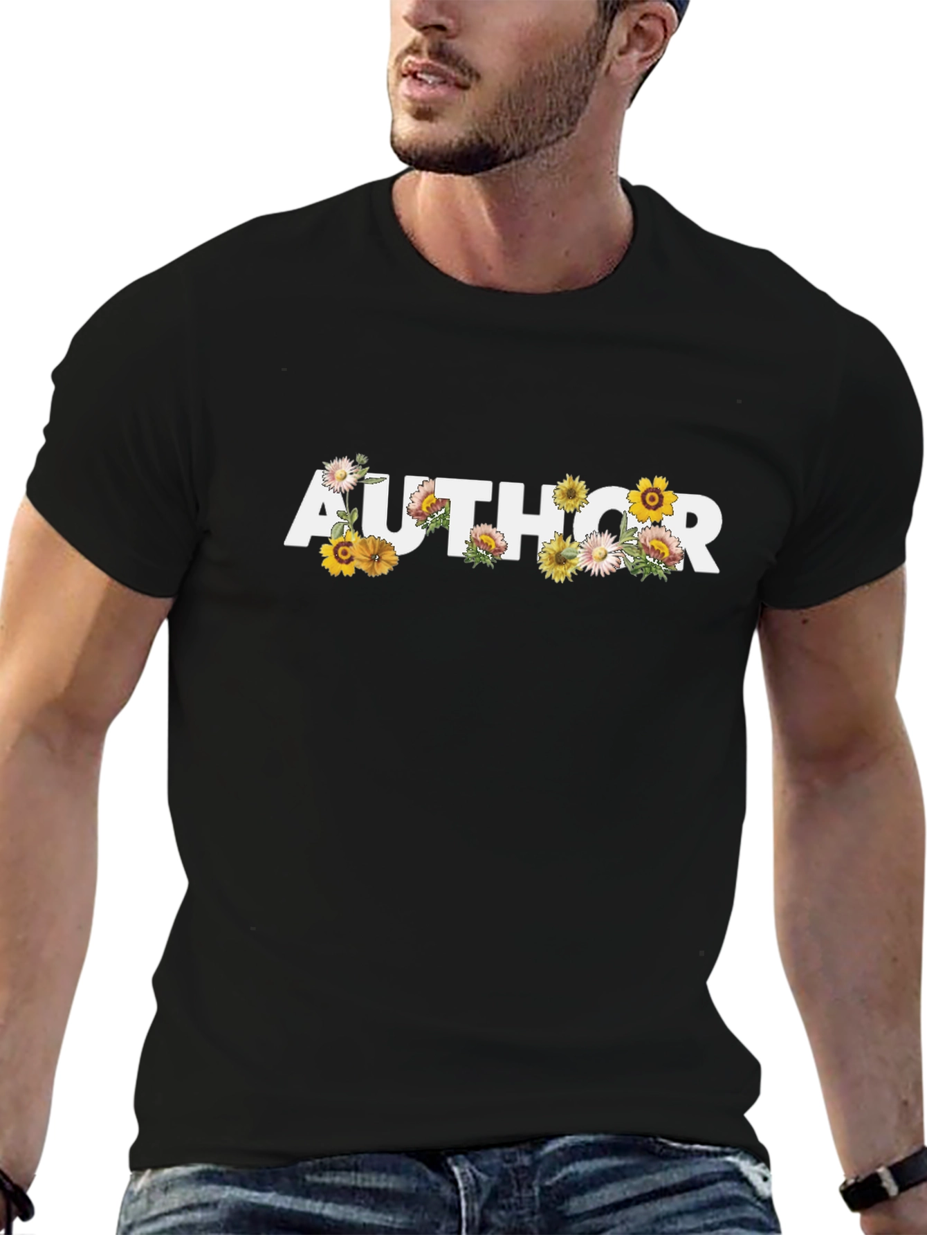 Floral Author Graphic T-Shirt