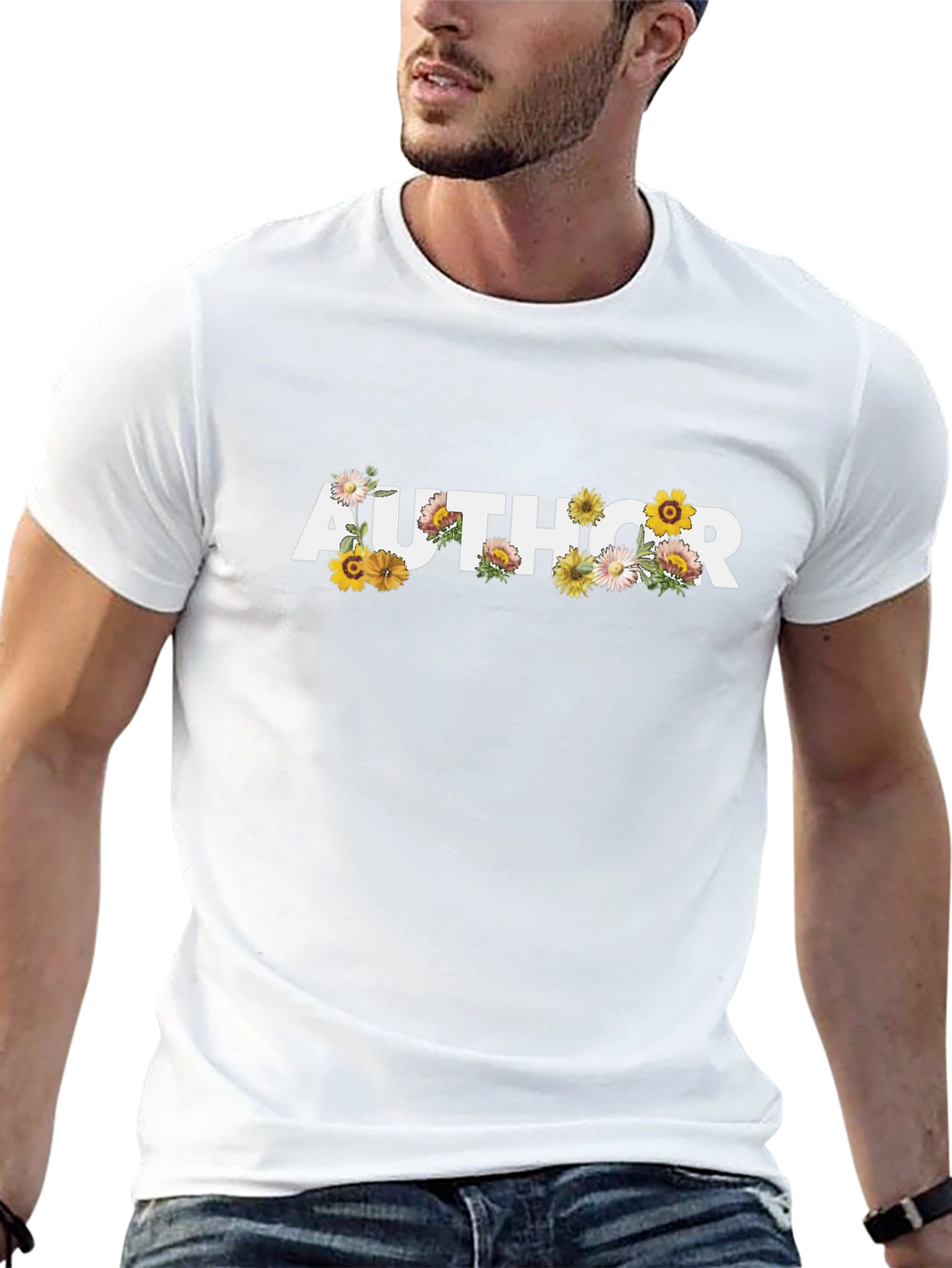 Floral Author Graphic T-Shirt