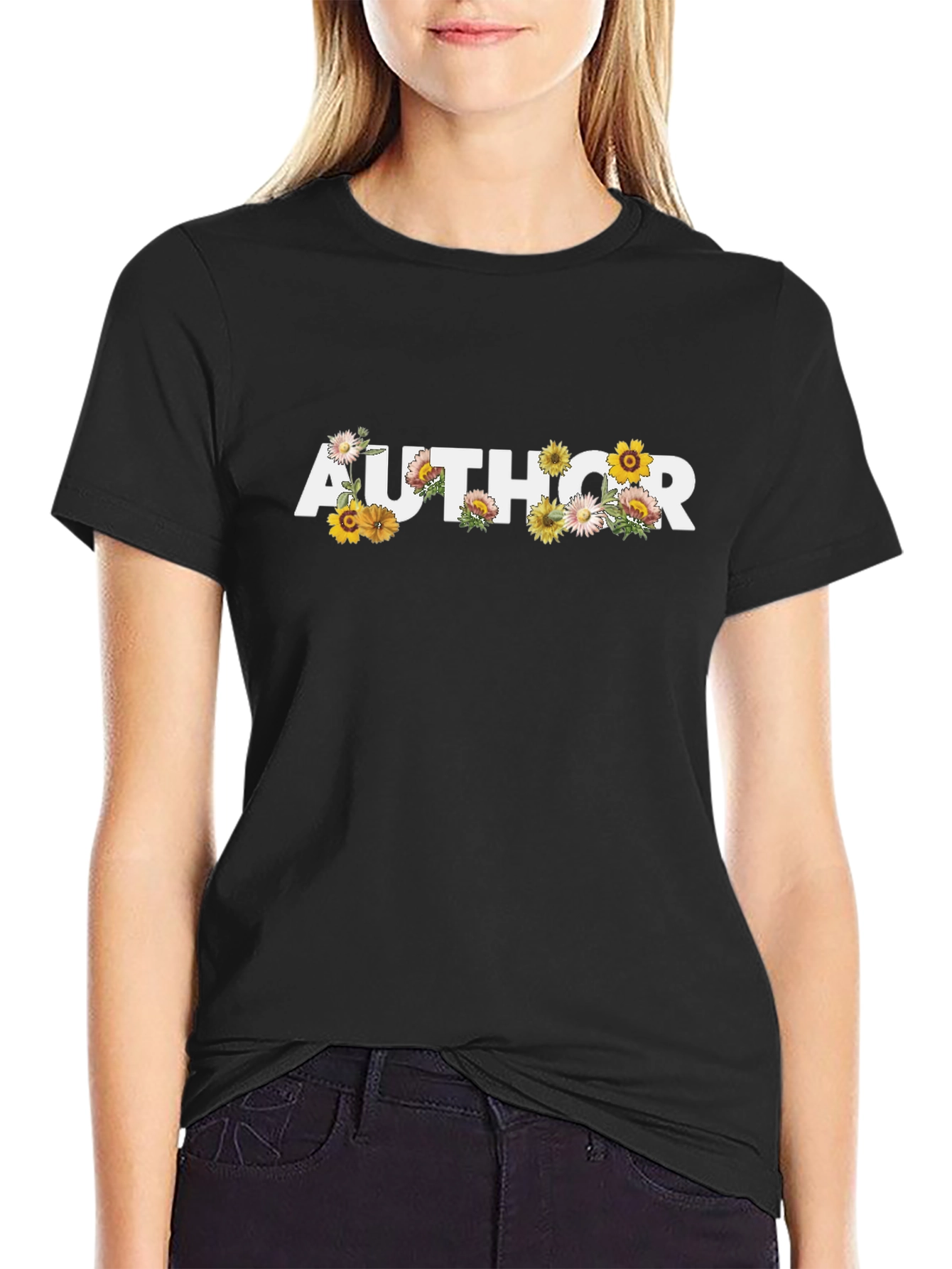 Floral Author Graphic T-Shirt