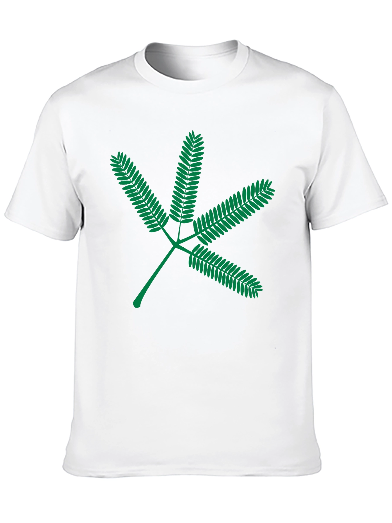 Green Leaf Graphic Black T-Shirt