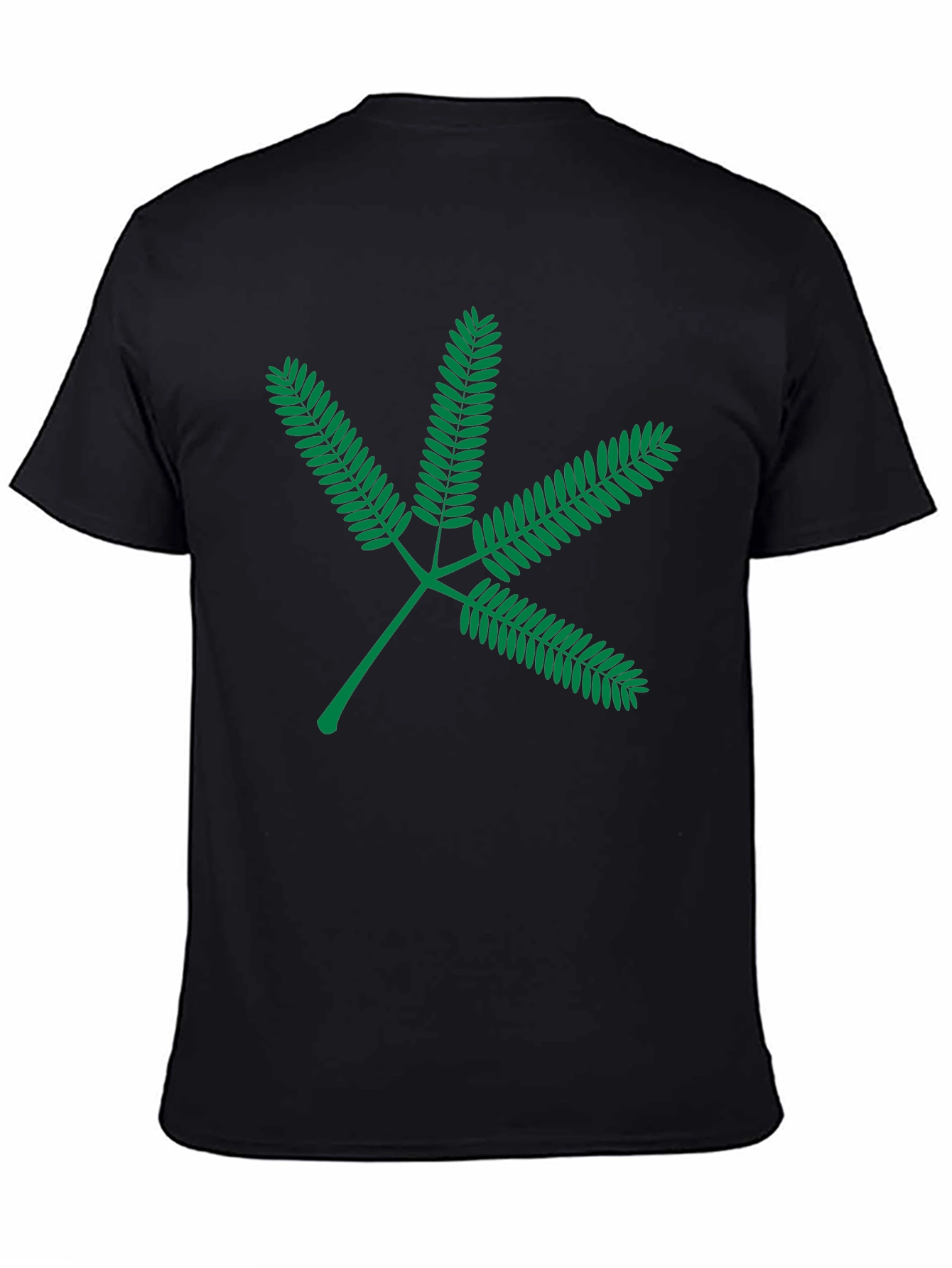 Green Leaf Graphic Black T-Shirt