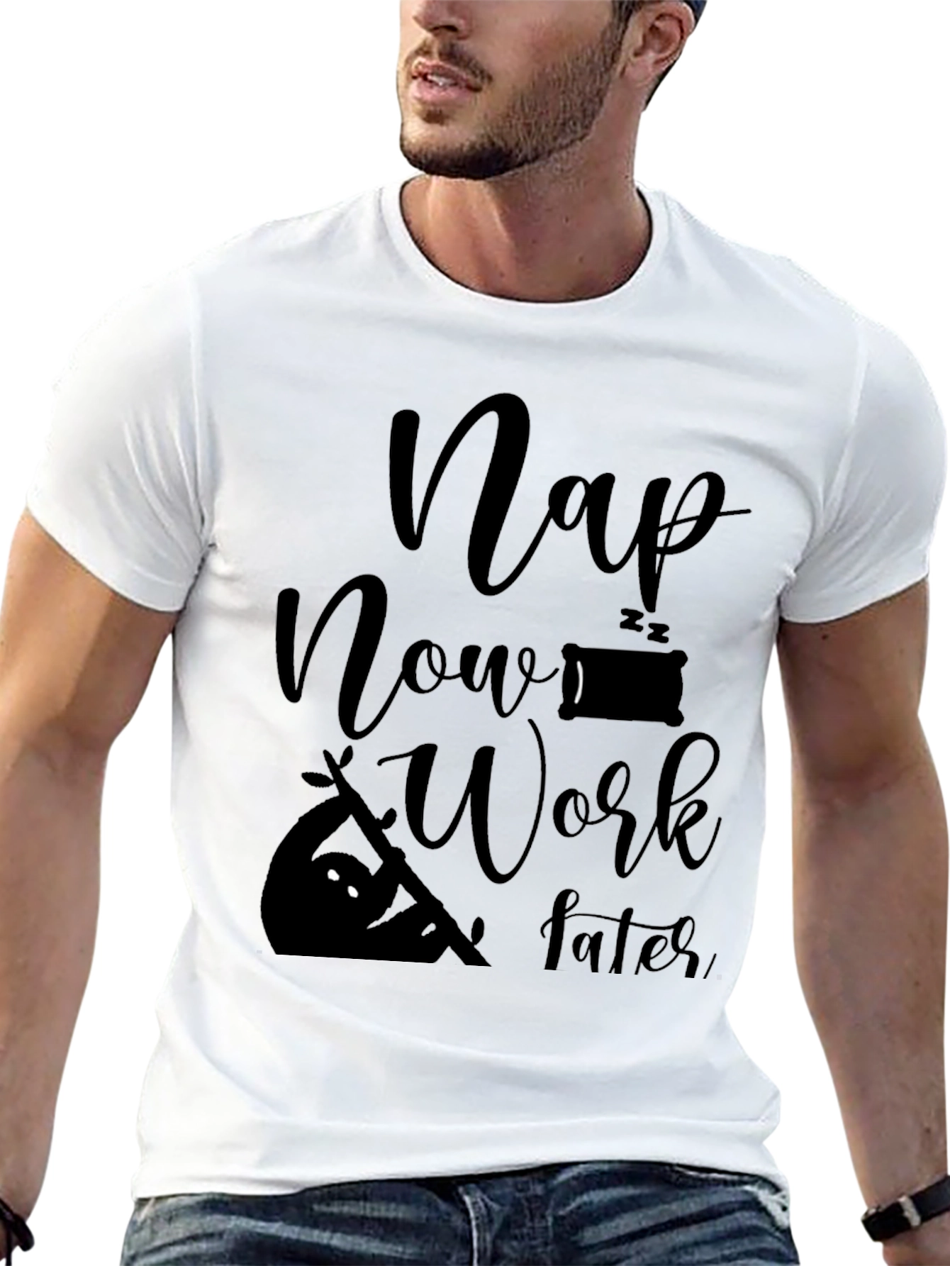Nap Now Work Later Mens Graphic Tee