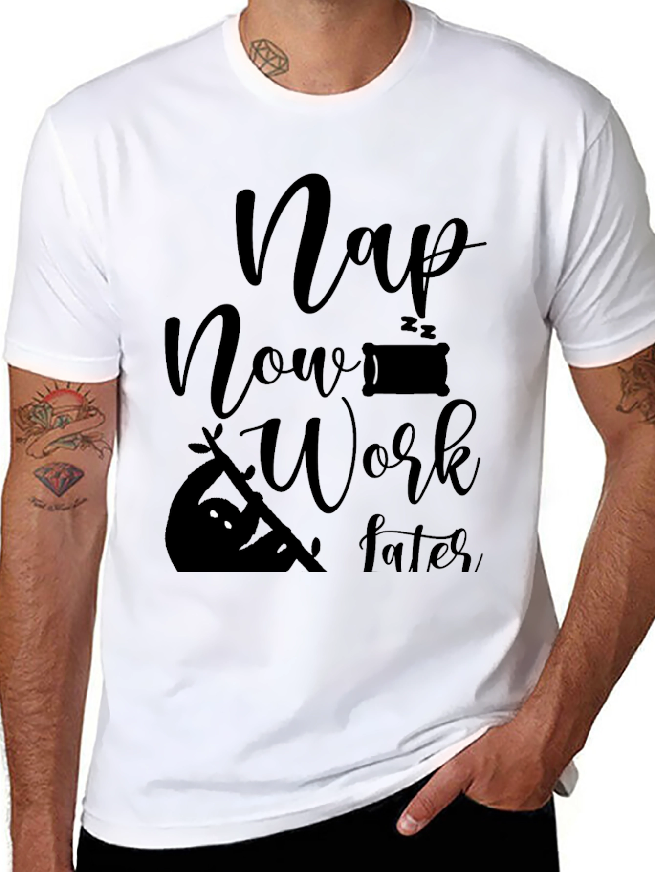 Nap Now Work Later Mens Graphic Tee