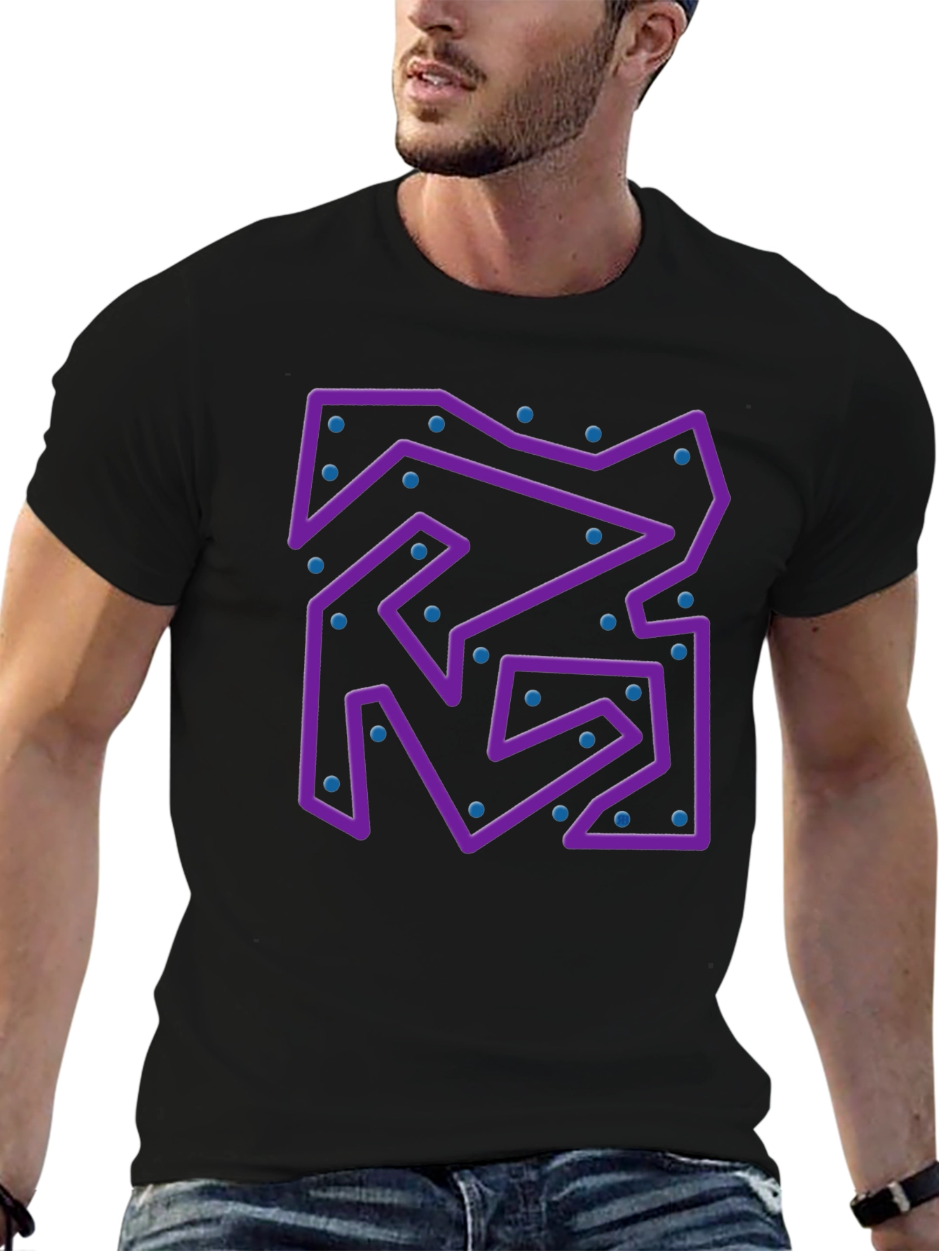 Abstract Purple Maze Black T-Shirt