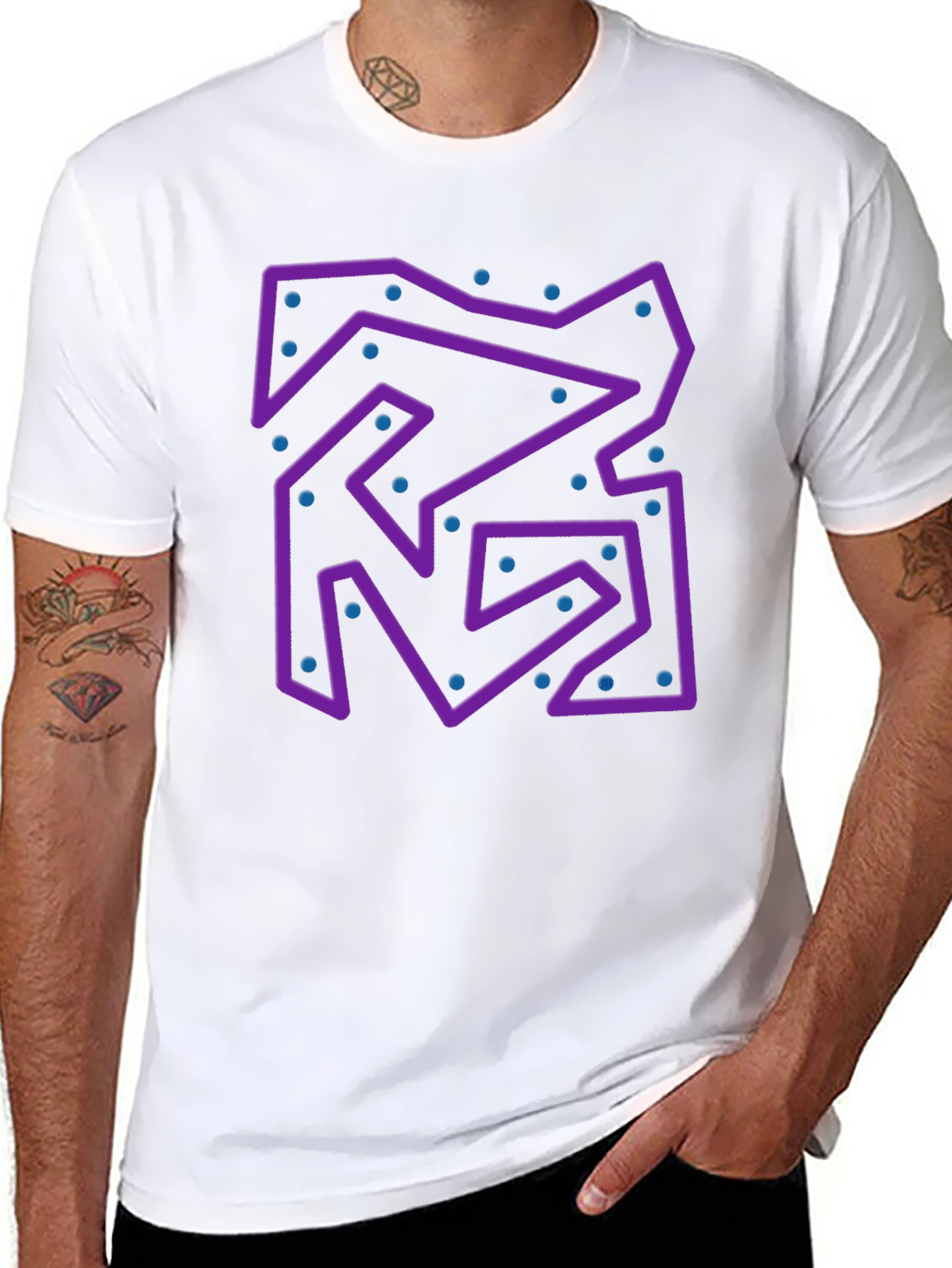Abstract Purple Maze Black T-Shirt