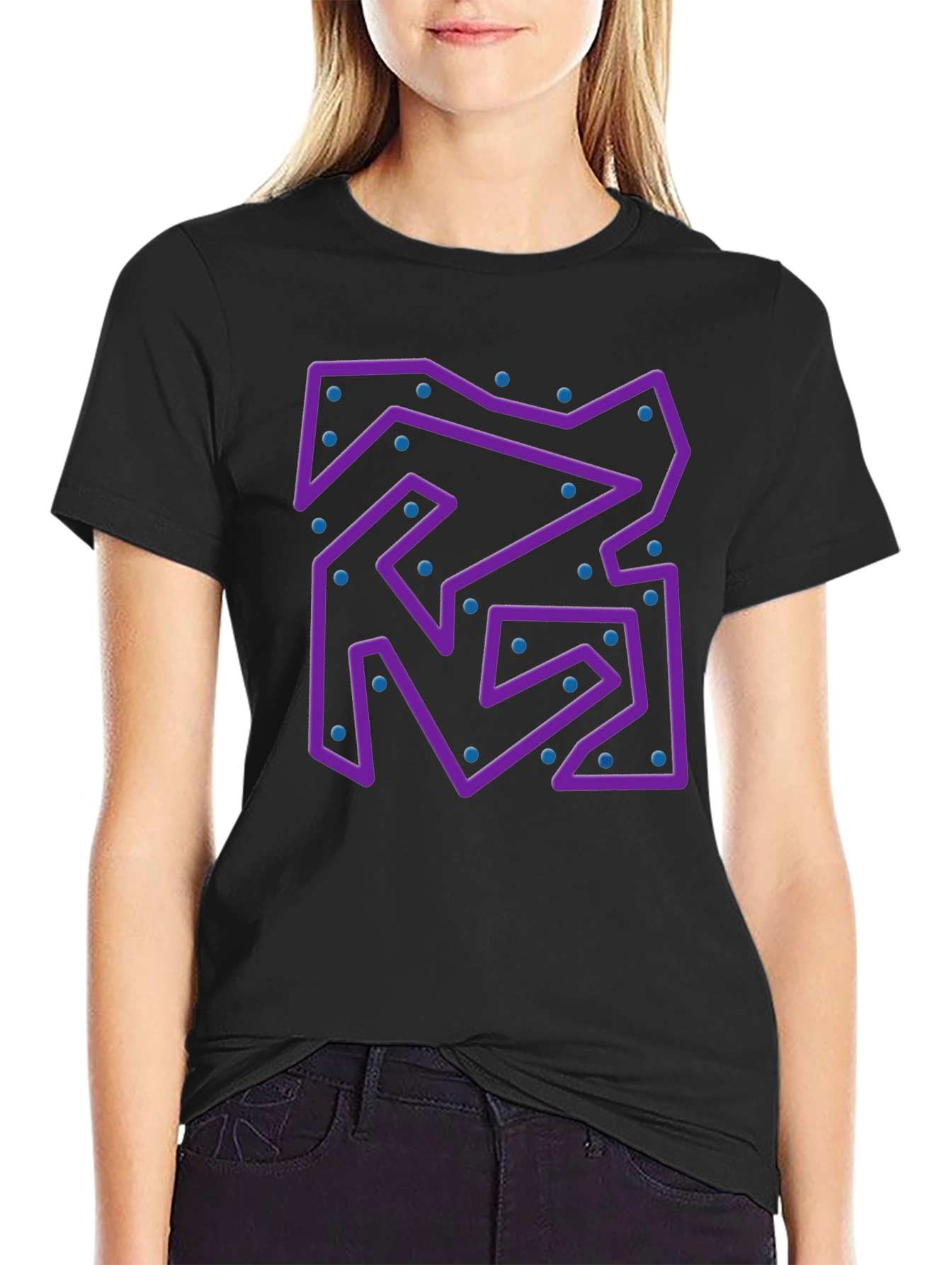 Abstract Purple Maze Black T-Shirt