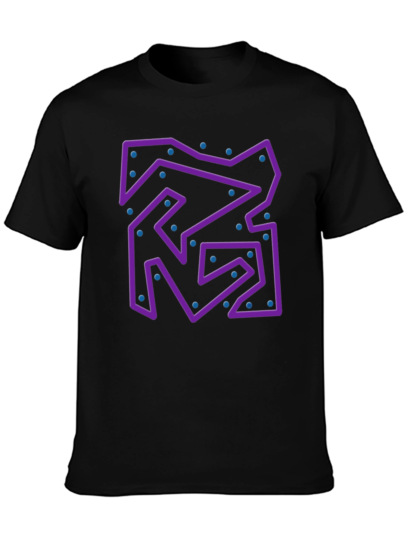 Abstract Purple Maze Black T-Shirt