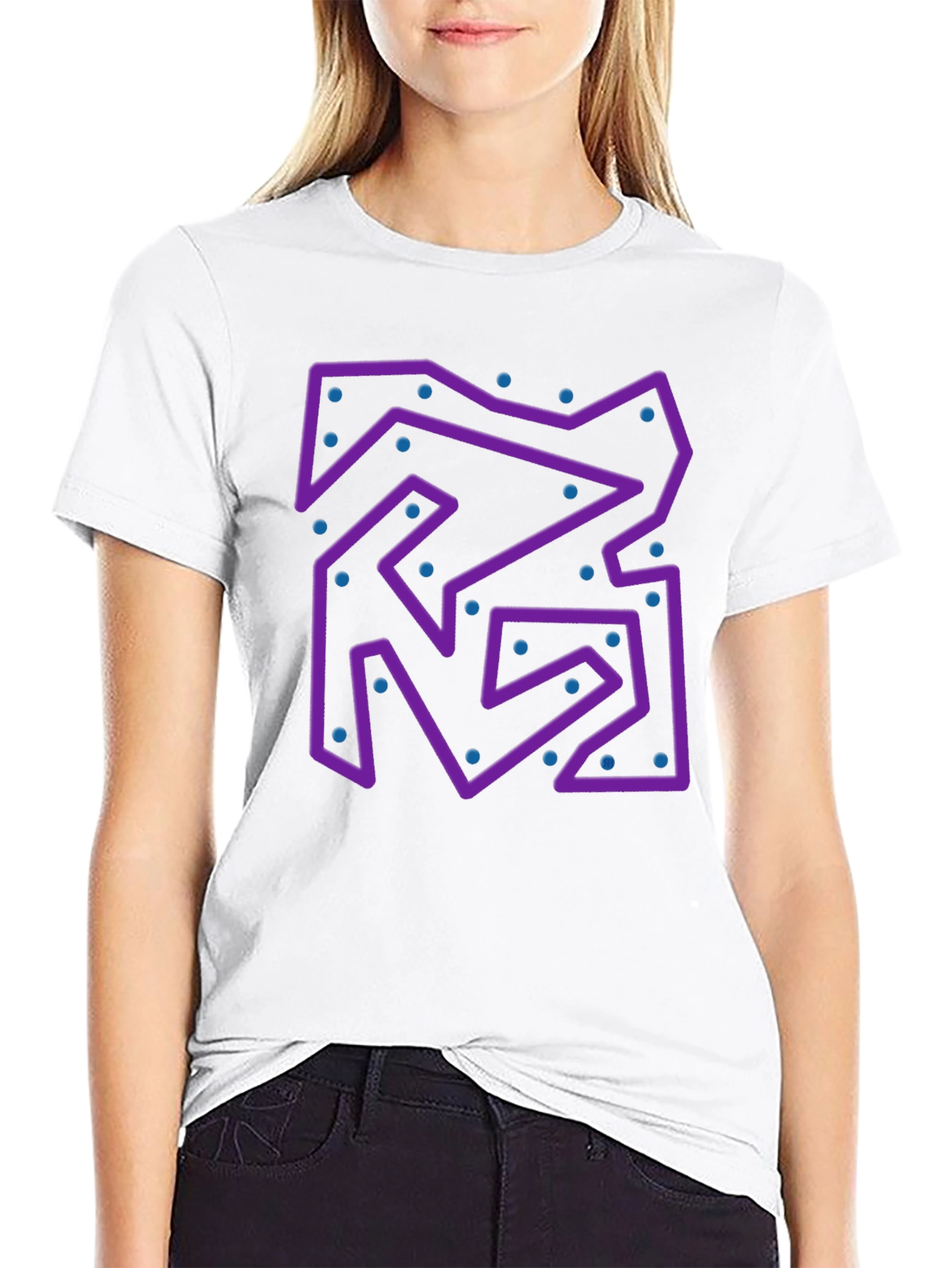 Abstract Purple Maze Black T-Shirt