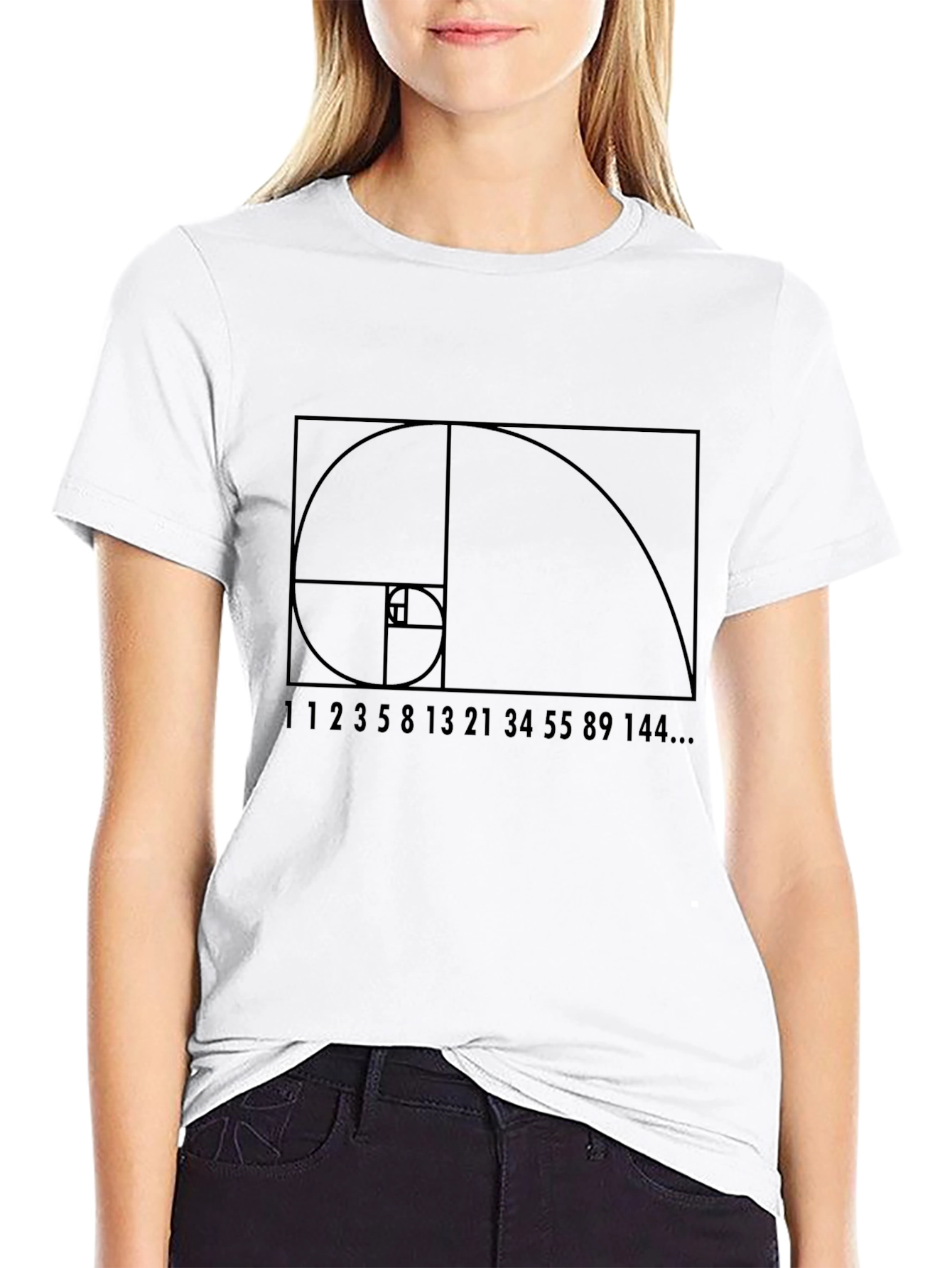 Golden Ratio Sequence Black T-Shirt Fibonacci
