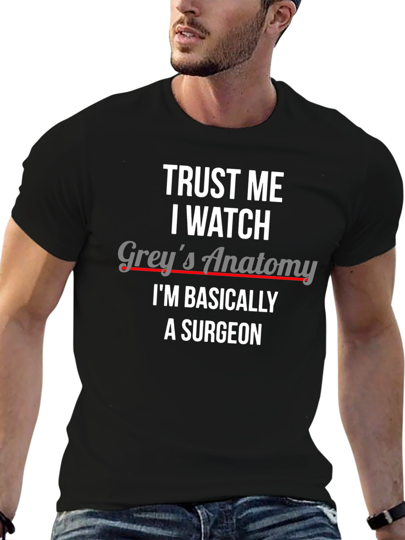 Trust Me I Watch Greys Anatomy Surgeon Black Tee