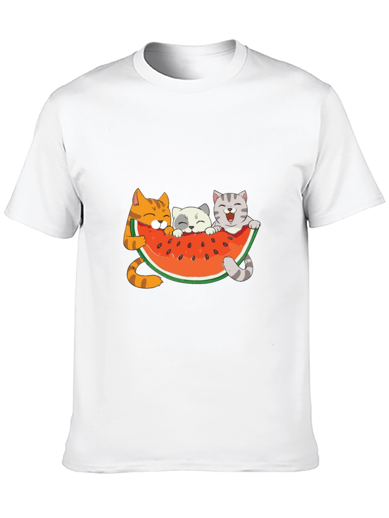 Cute Cats & Watermelon Graphic T-Shirt