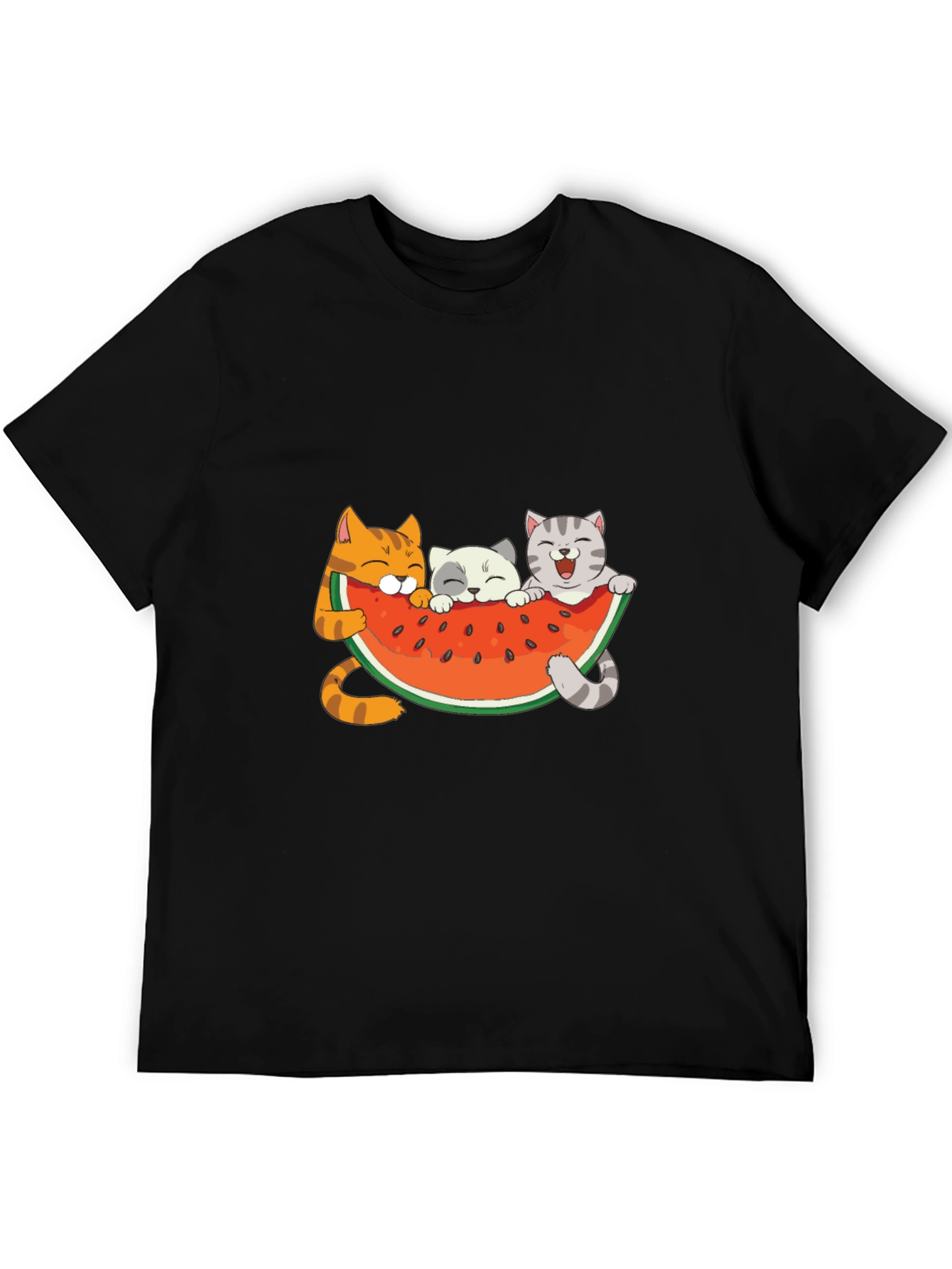 Cute Cats & Watermelon Graphic T-Shirt