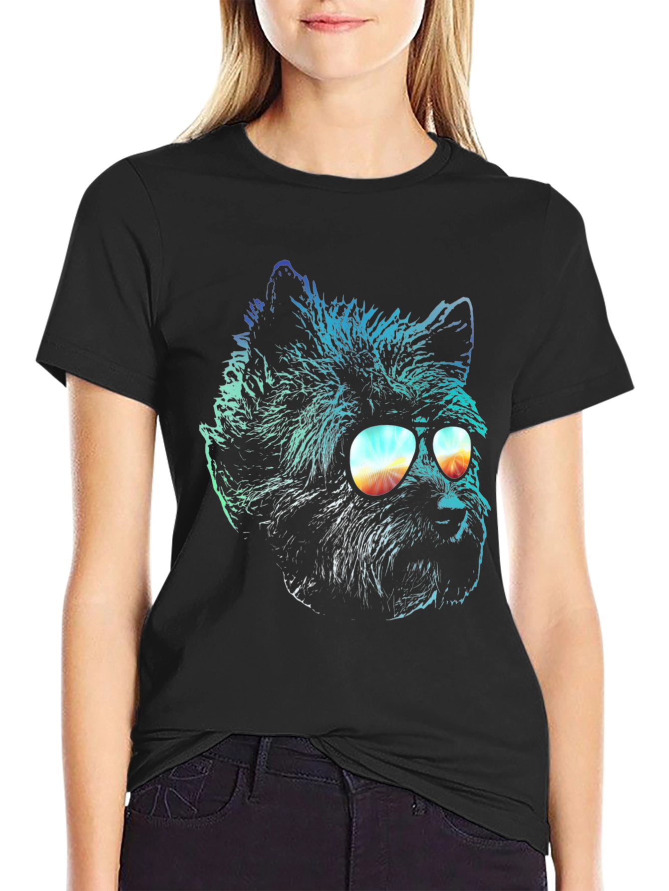 Cool Dog in Sunglasses Graphic T-Shirt