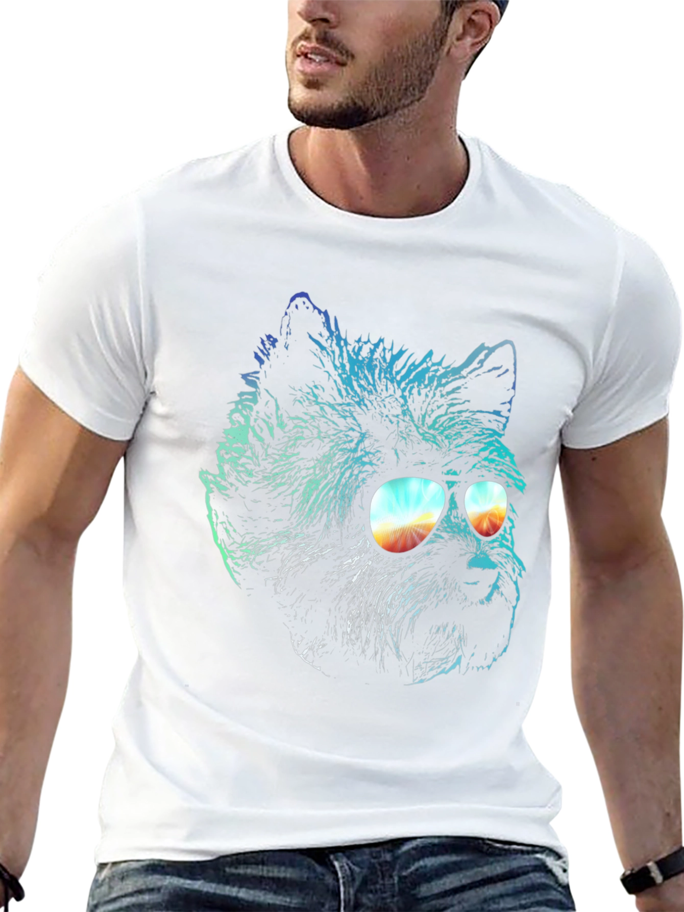 Cool Dog in Sunglasses Graphic T-Shirt