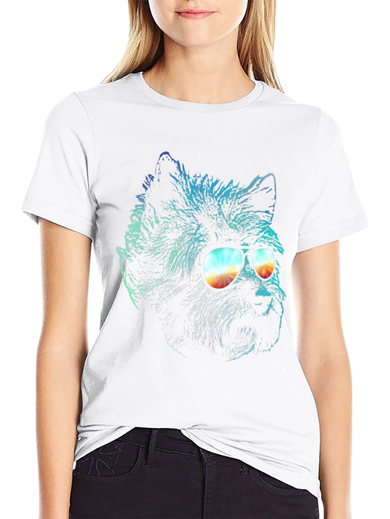 Cool Dog in Sunglasses Graphic T-Shirt