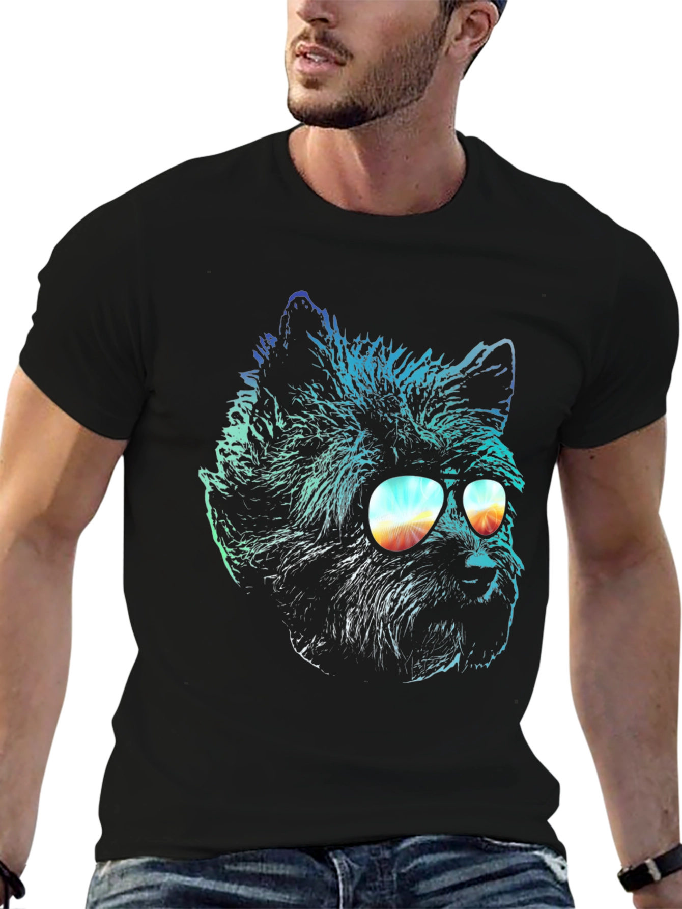Cool Dog in Sunglasses Graphic T-Shirt